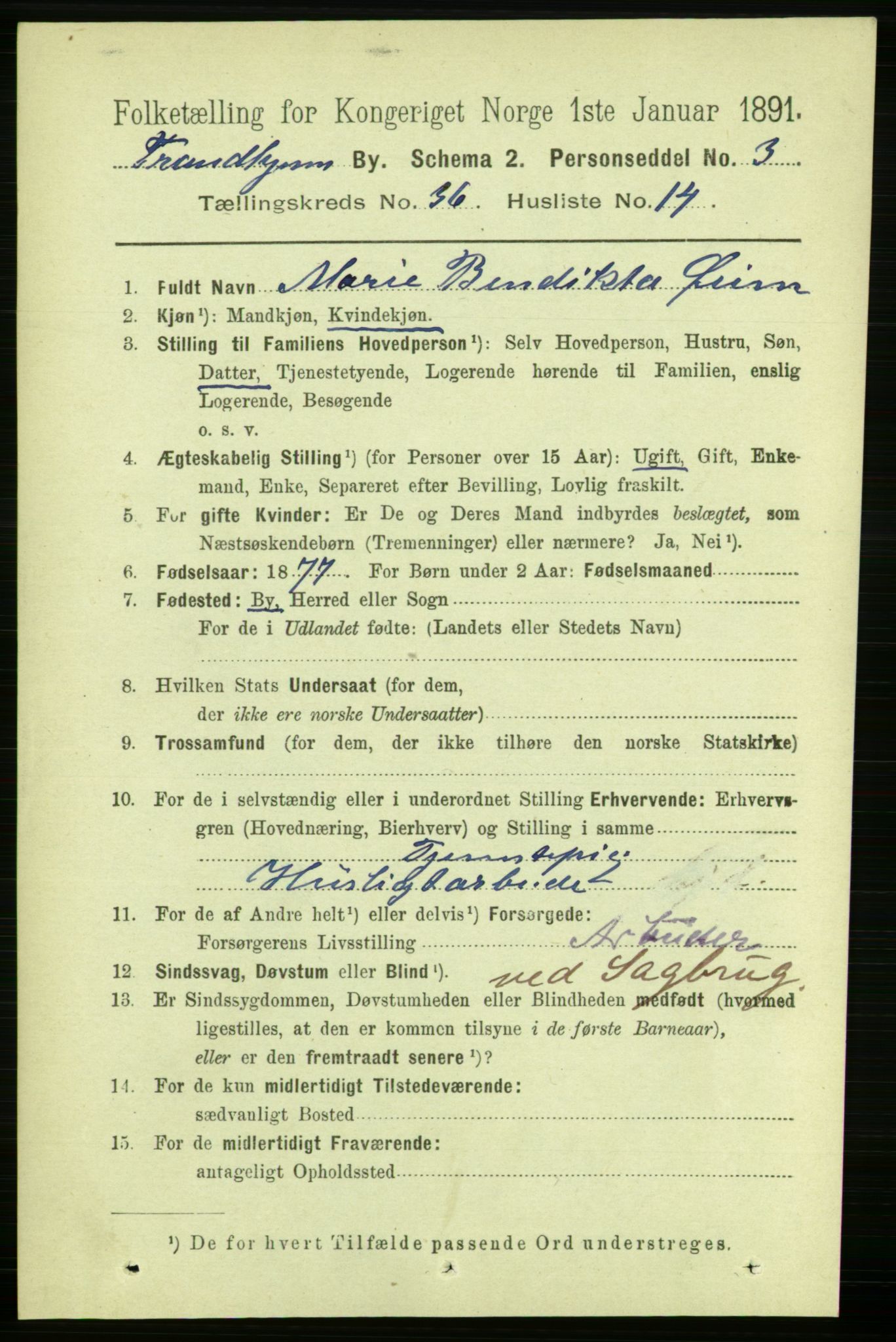 RA, 1891 census for 1601 Trondheim, 1891, p. 27067