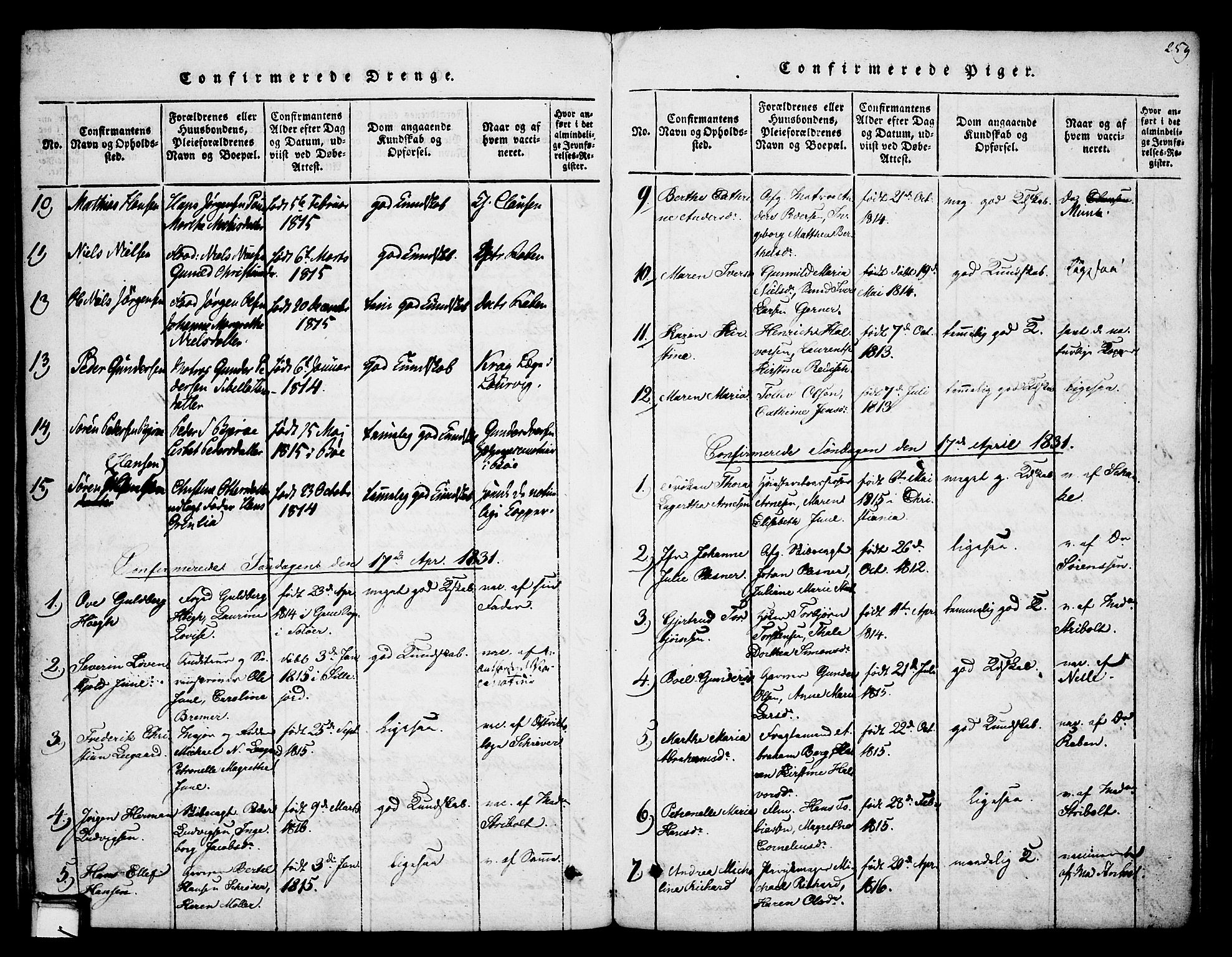 Skien kirkebøker, SAKO/A-302/F/Fa/L0005: Parish register (official) no. 5, 1814-1843, p. 259