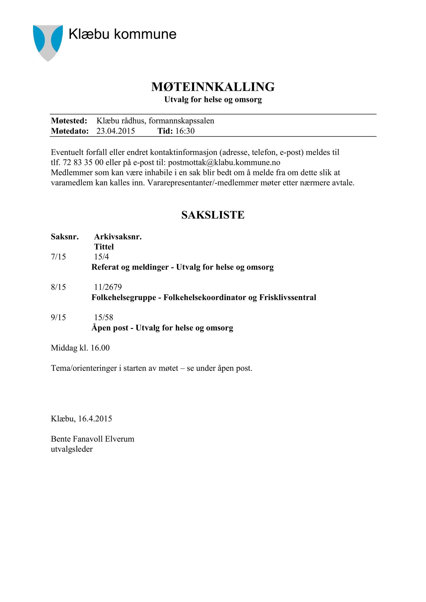 Klæbu Kommune, TRKO/KK/05-UOm/L006: Utvalg for omsorg - Møtedokumenter, 2015, p. 142