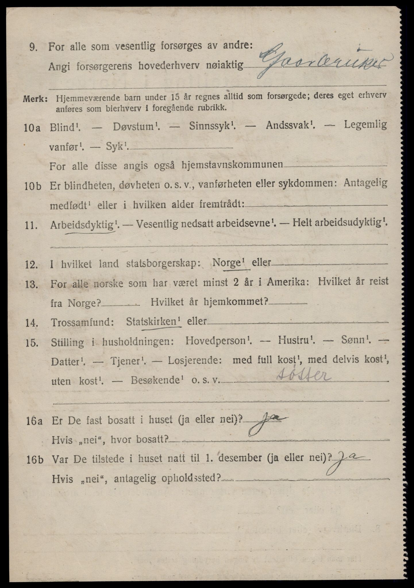 SAT, 1920 census for Volda, 1920, p. 13599