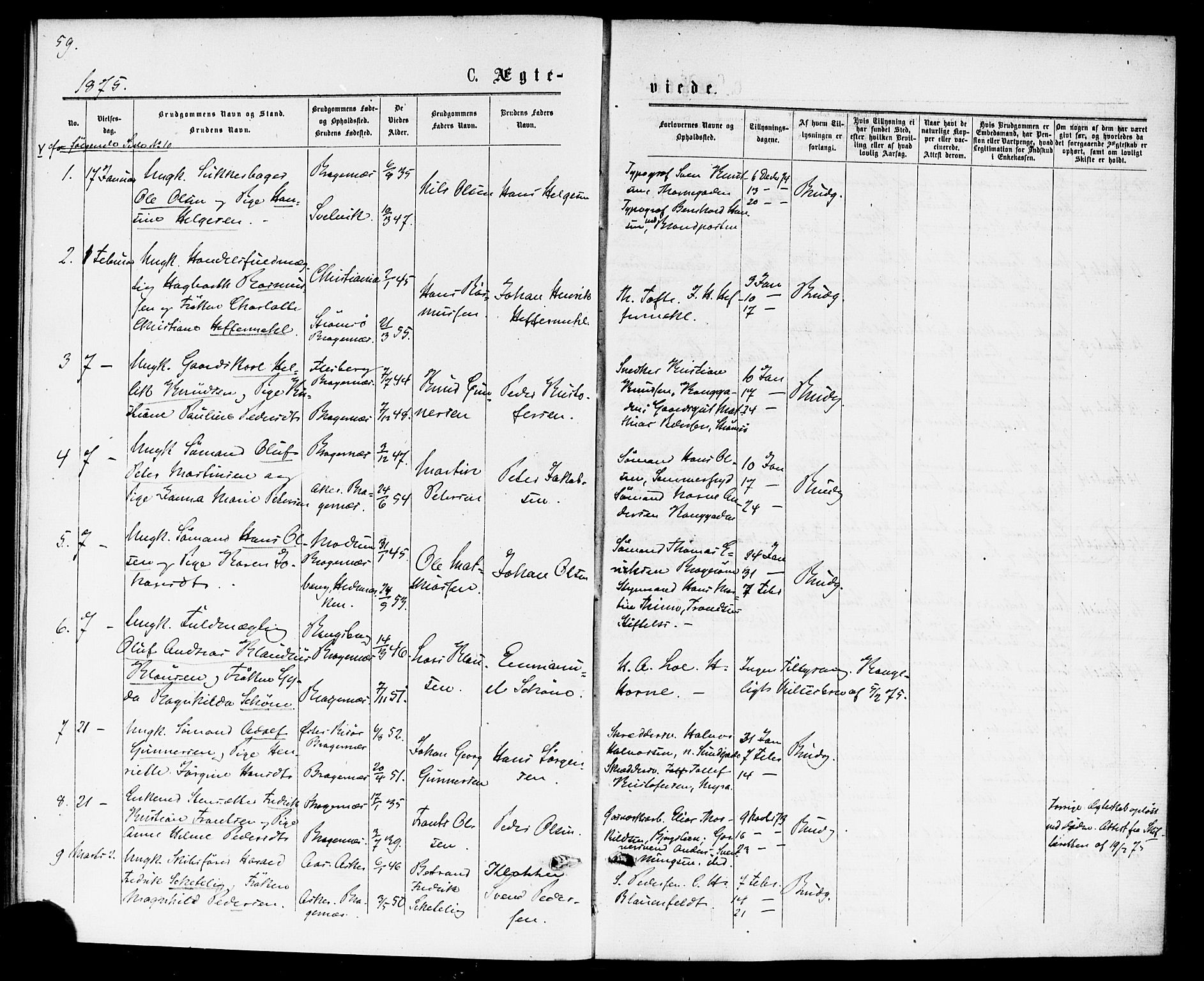 Bragernes kirkebøker, SAKO/A-6/F/Fc/L0004: Parish register (official) no. III 4, 1875-1877, p. 59