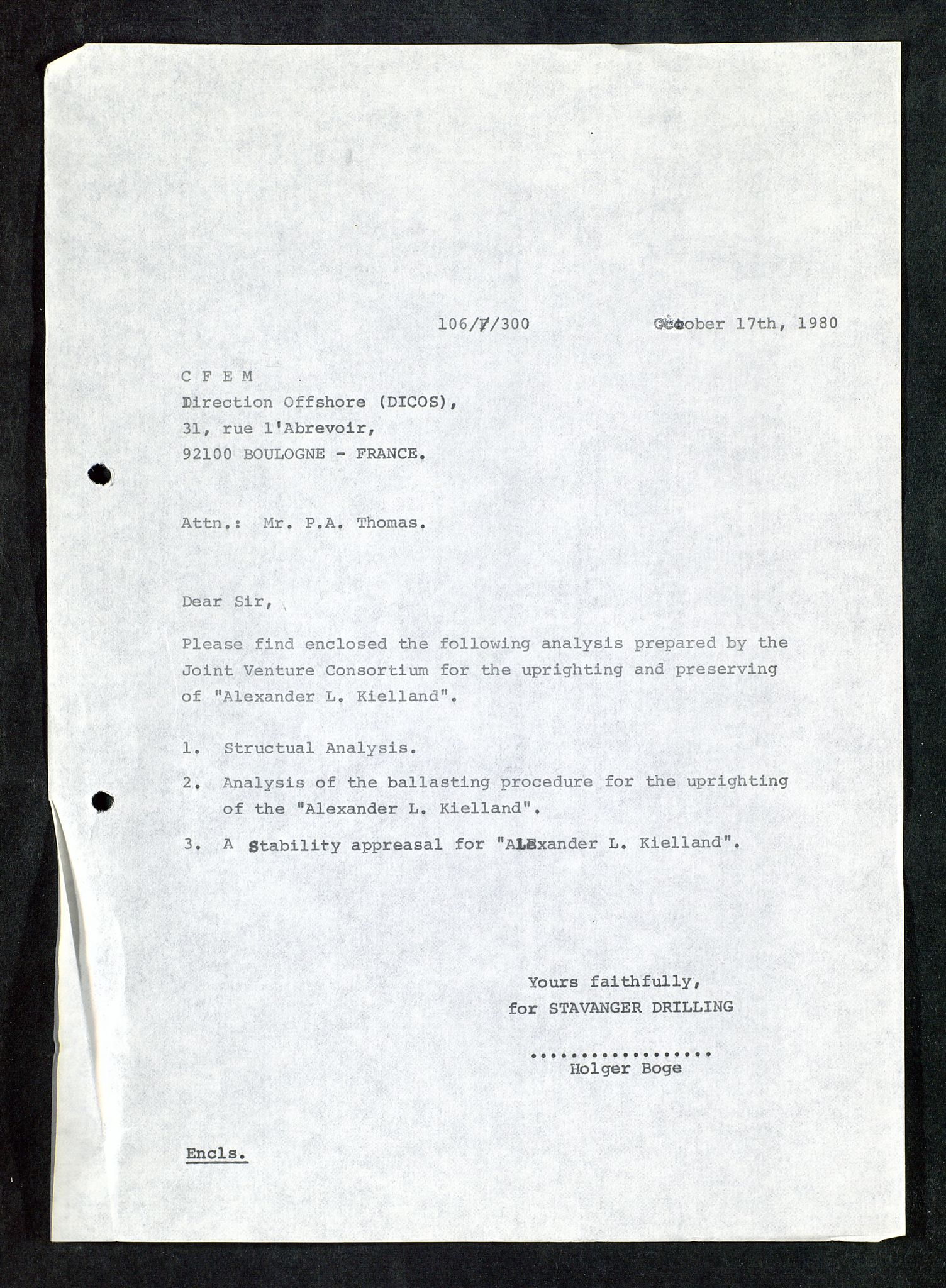 Pa 1503 - Stavanger Drilling AS, AV/SAST-A-101906/Da/L0012: Alexander L. Kielland - Saks- og korrespondansearkiv, 1980, p. 389