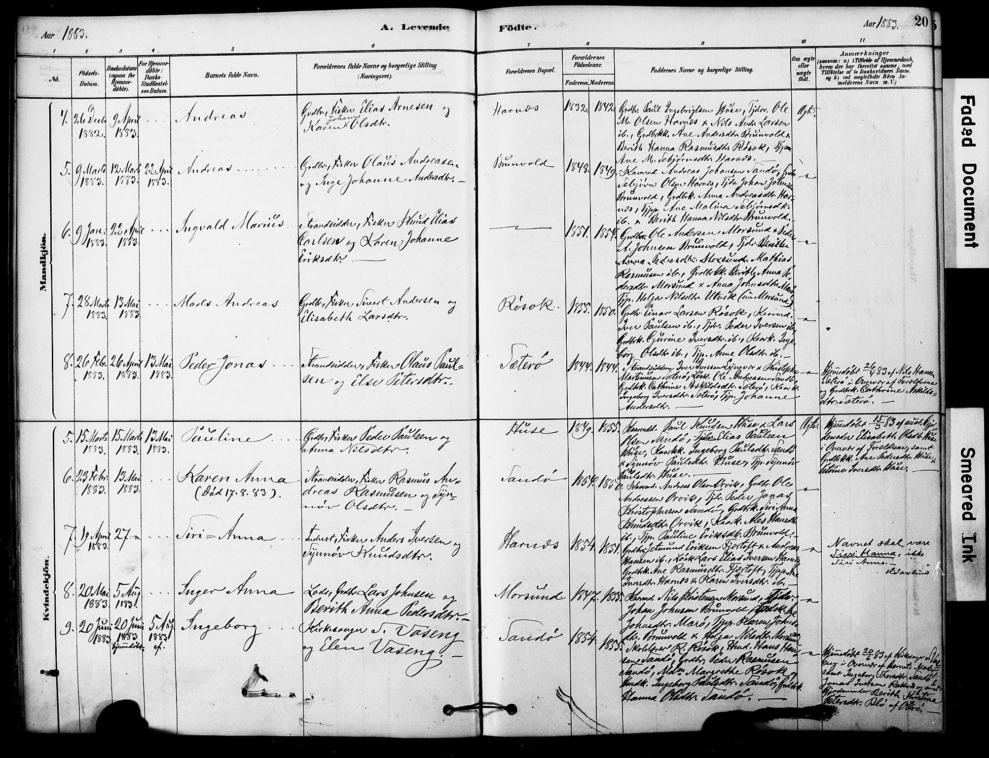 Ministerialprotokoller, klokkerbøker og fødselsregistre - Møre og Romsdal, AV/SAT-A-1454/561/L0729: Parish register (official) no. 561A03, 1878-1900, p. 20