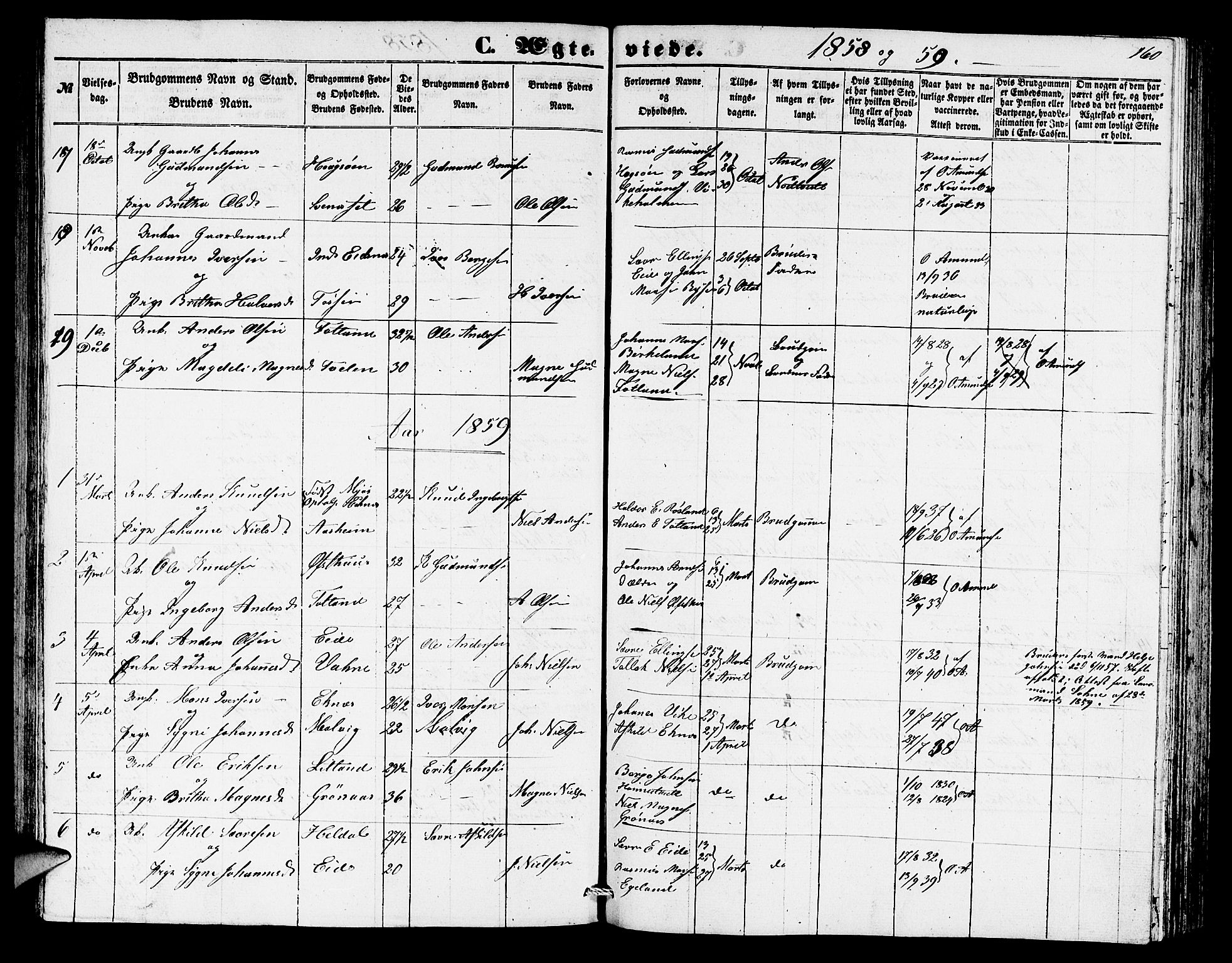 Hosanger sokneprestembete, AV/SAB-A-75801/H/Hab: Parish register (copy) no. A 2, 1857-1881, p. 160