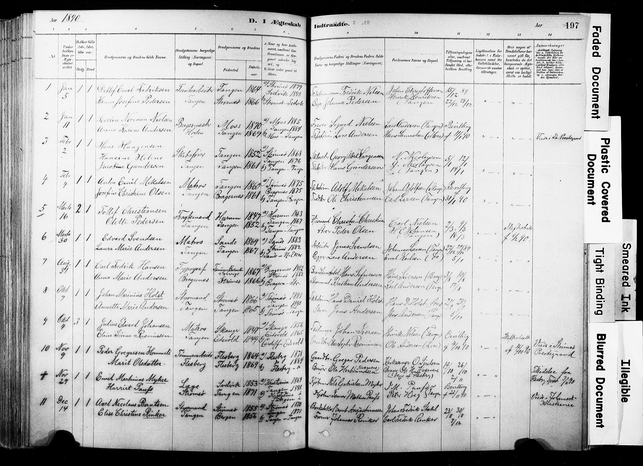 Strømsø kirkebøker, SAKO/A-246/F/Fb/L0006: Parish register (official) no. II 6, 1879-1910, p. 197