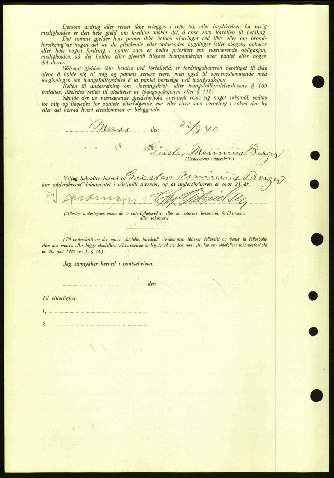 Moss sorenskriveri, SAO/A-10168: Mortgage book no. B10, 1940-1941, Diary no: : 1329/1940