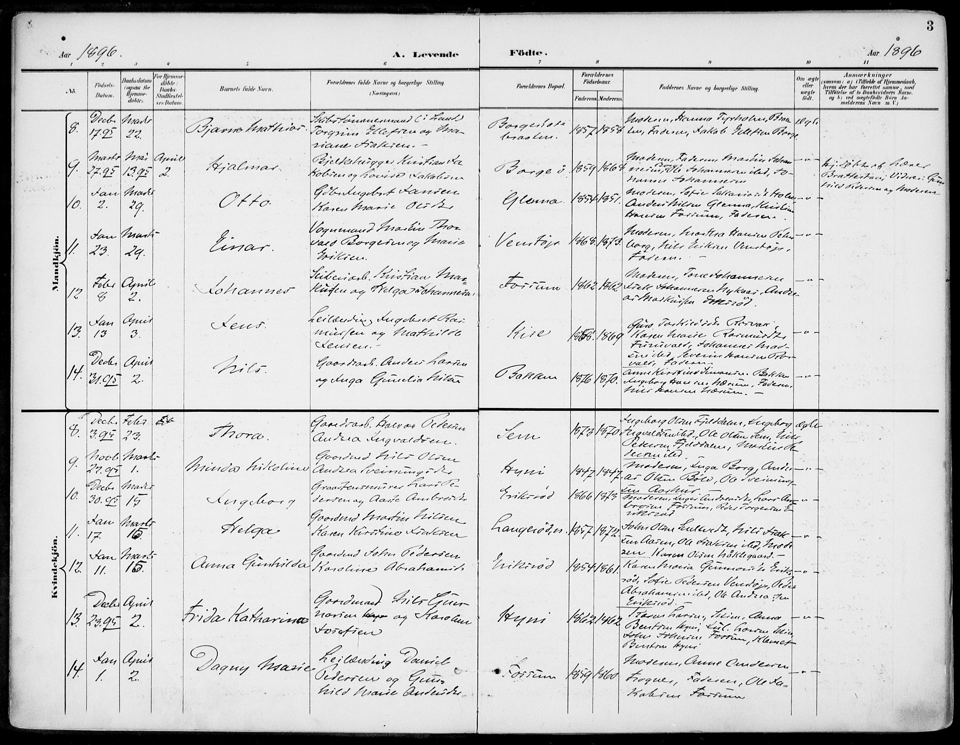 Gjerpen kirkebøker, SAKO/A-265/F/Fa/L0011: Parish register (official) no. I 11, 1896-1904, p. 3