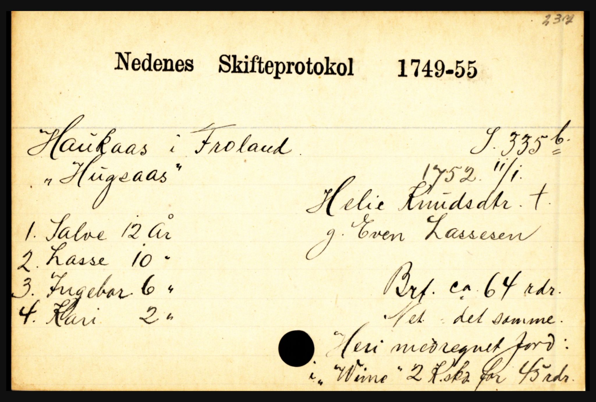 Nedenes sorenskriveri før 1824, AV/SAK-1221-0007/H, p. 11355