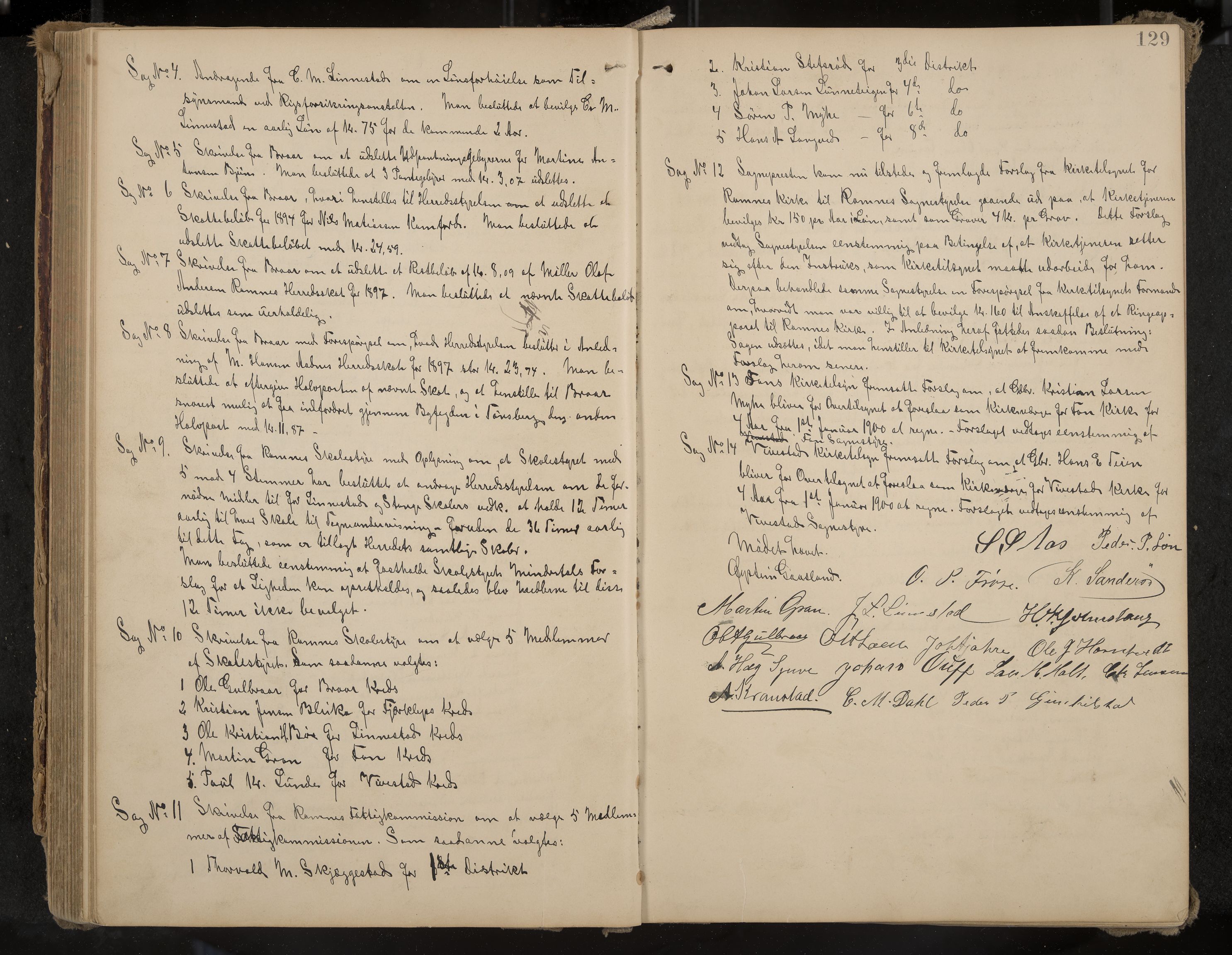 Ramnes formannskap og sentraladministrasjon, IKAK/0718021/A/Aa/L0004: Møtebok, 1892-1907, p. 129