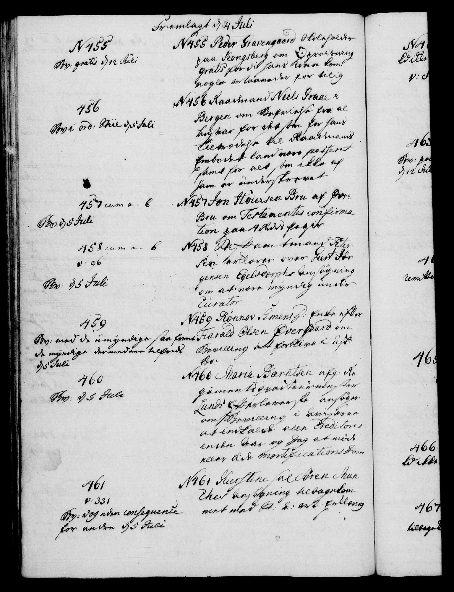 Danske Kanselli 1572-1799, RA/EA-3023/I/Ia/L0001: 3. departements journal, 1771