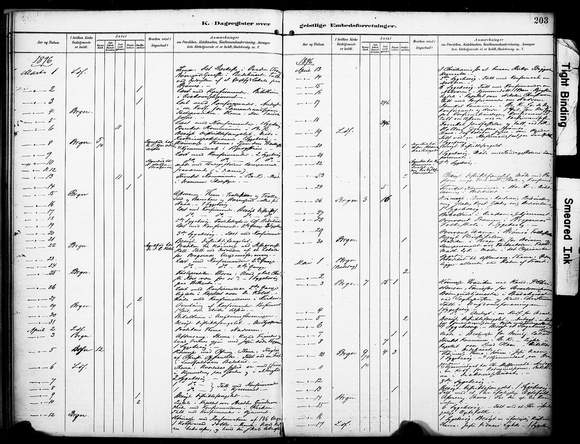 Bragernes kirkebøker, SAKO/A-6/F/Fc/L0006: Parish register (official) no. III 6, 1888-1899, p. 203