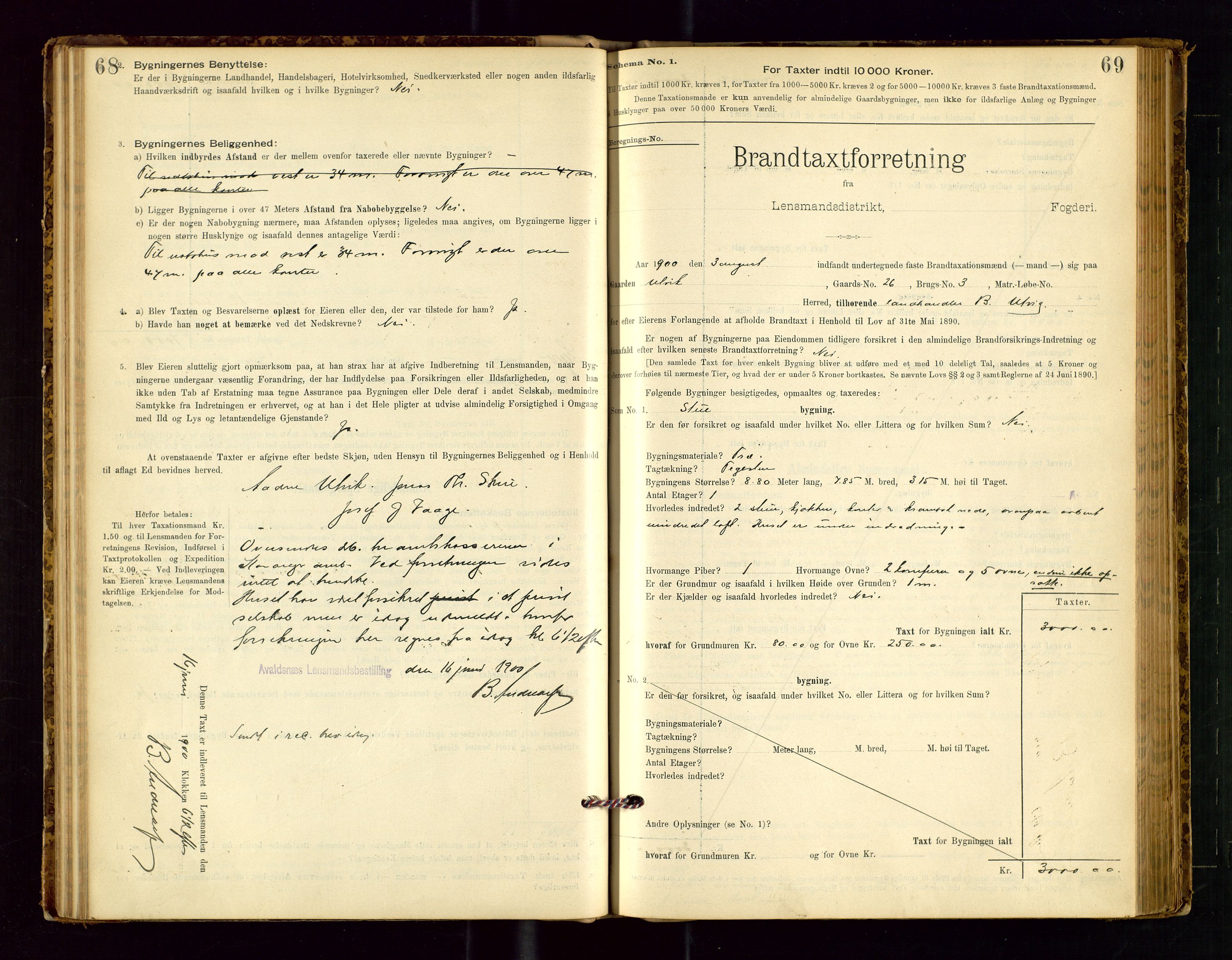 Avaldsnes lensmannskontor, AV/SAST-A-100286/Gob/L0001: "Brandtaxationsprotokol for Avaldsnes Lensmandsdistrikt Ryfylke Fogderi", 1894-1925, p. 68-69