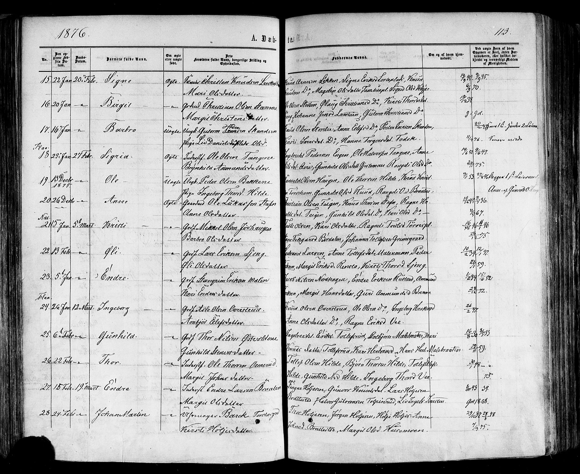 Nes kirkebøker, AV/SAKO-A-236/F/Fa/L0010: Parish register (official) no. 10, 1864-1880, p. 113