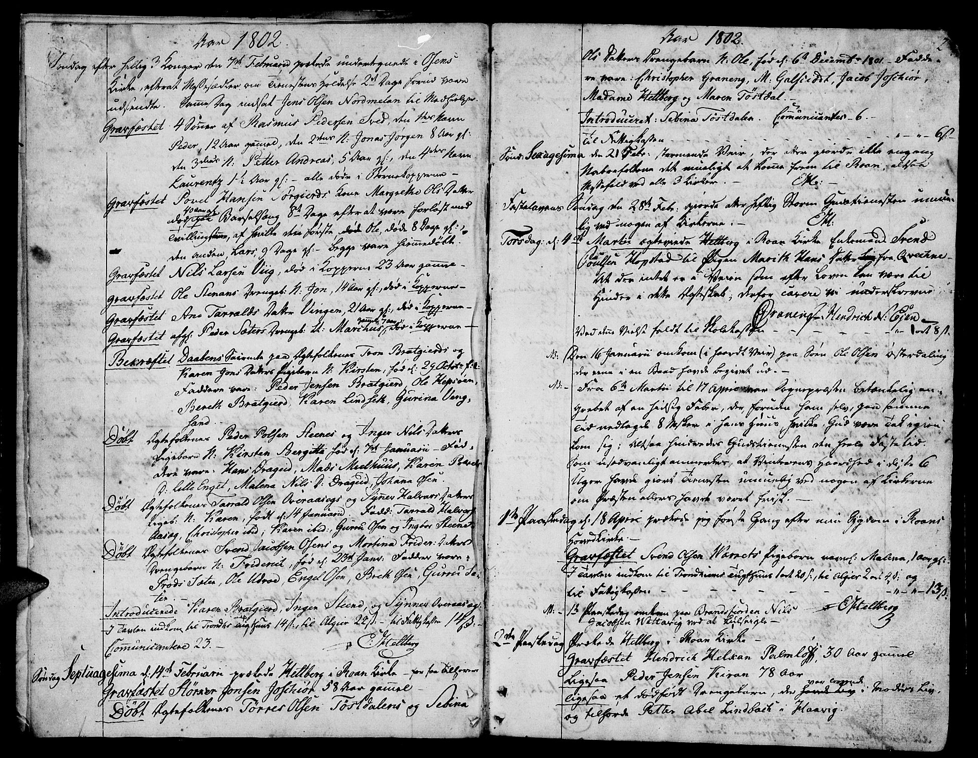 Ministerialprotokoller, klokkerbøker og fødselsregistre - Sør-Trøndelag, SAT/A-1456/657/L0701: Parish register (official) no. 657A02, 1802-1831, p. 2