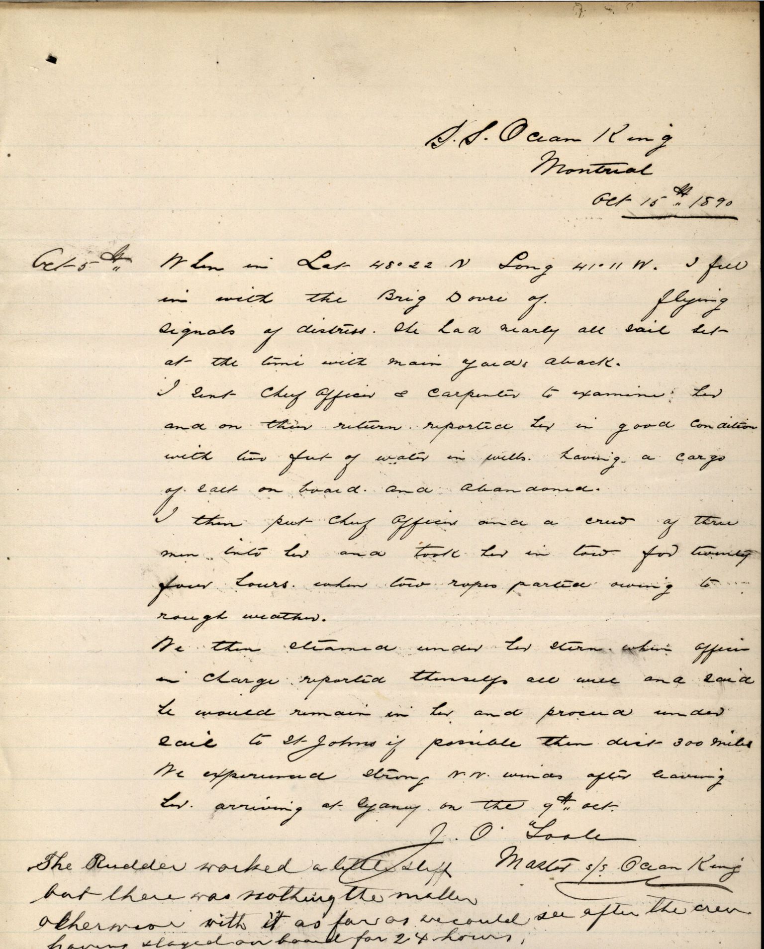 Pa 63 - Østlandske skibsassuranceforening, VEMU/A-1079/G/Ga/L0026/0002: Havaridokumenter / Dovre, Dictator, Ella, Elizabeth Morton, 1890, p. 105