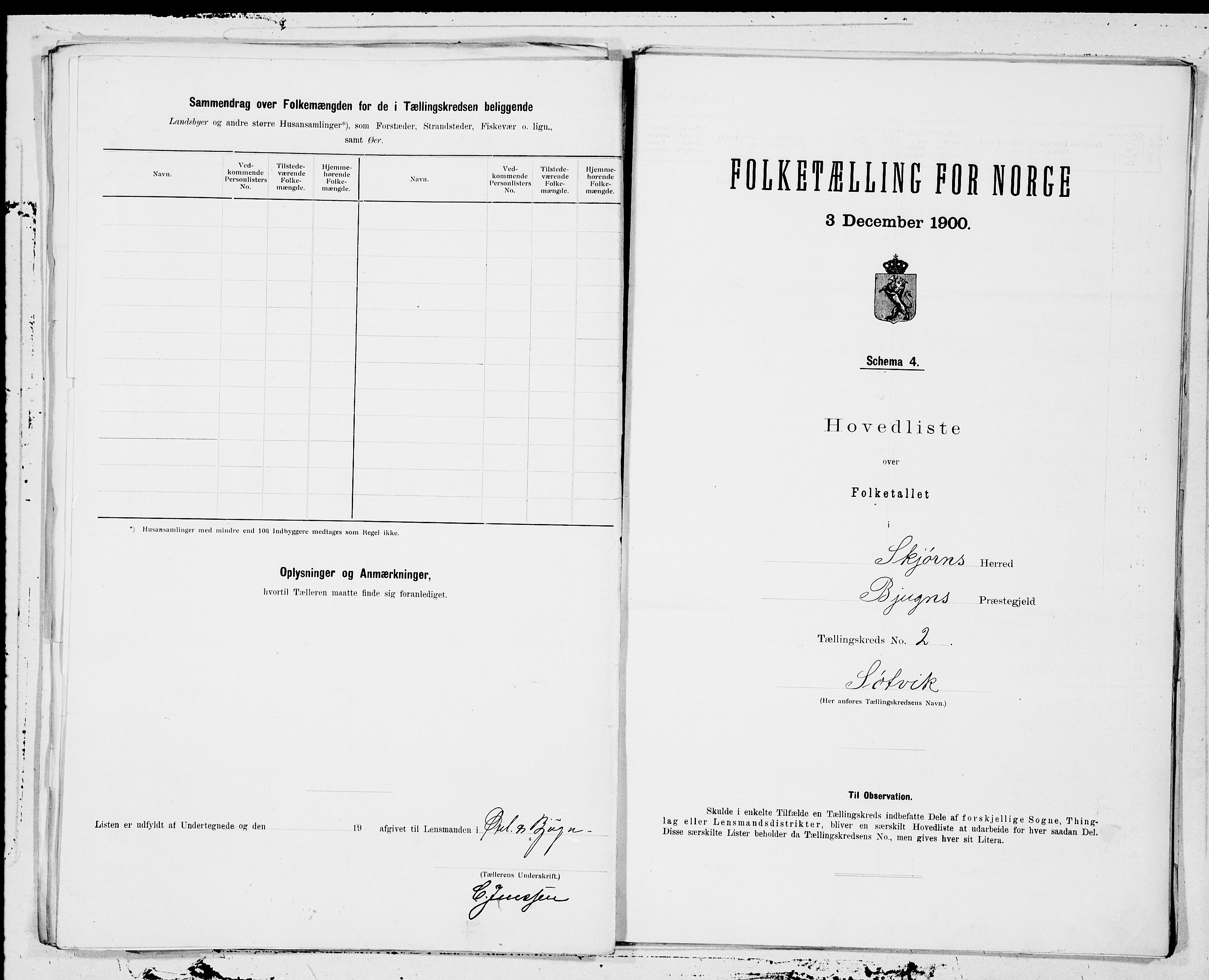 SAT, 1900 census for Stjørna, 1900, p. 4