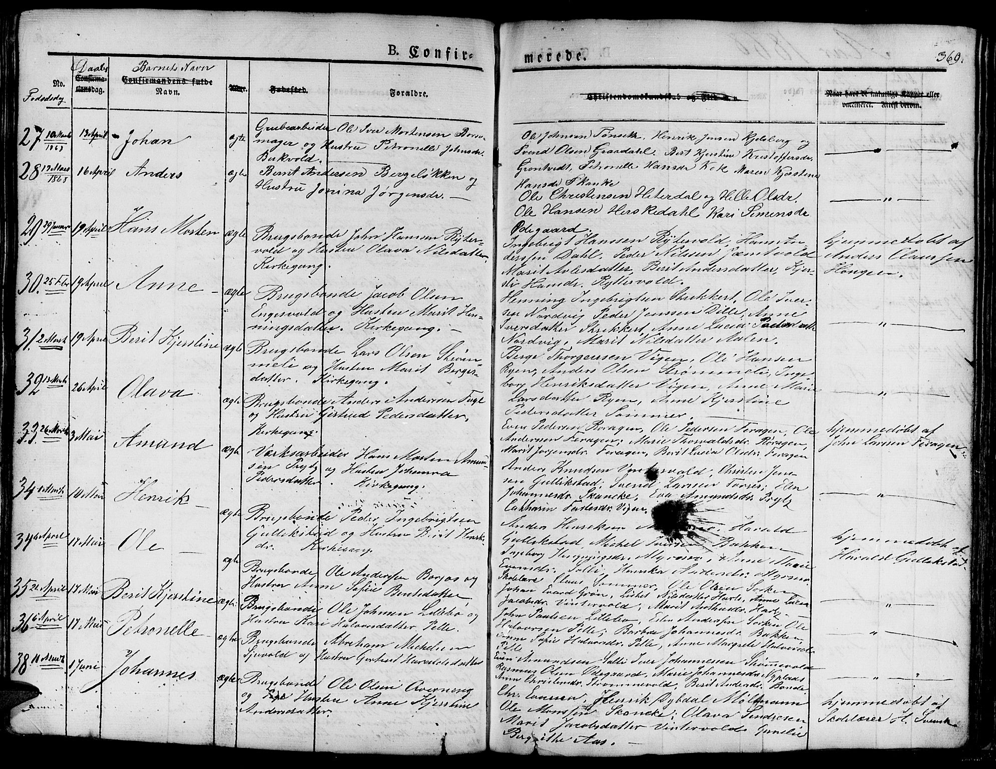 Ministerialprotokoller, klokkerbøker og fødselsregistre - Sør-Trøndelag, AV/SAT-A-1456/681/L0938: Parish register (copy) no. 681C02, 1829-1879, p. 369