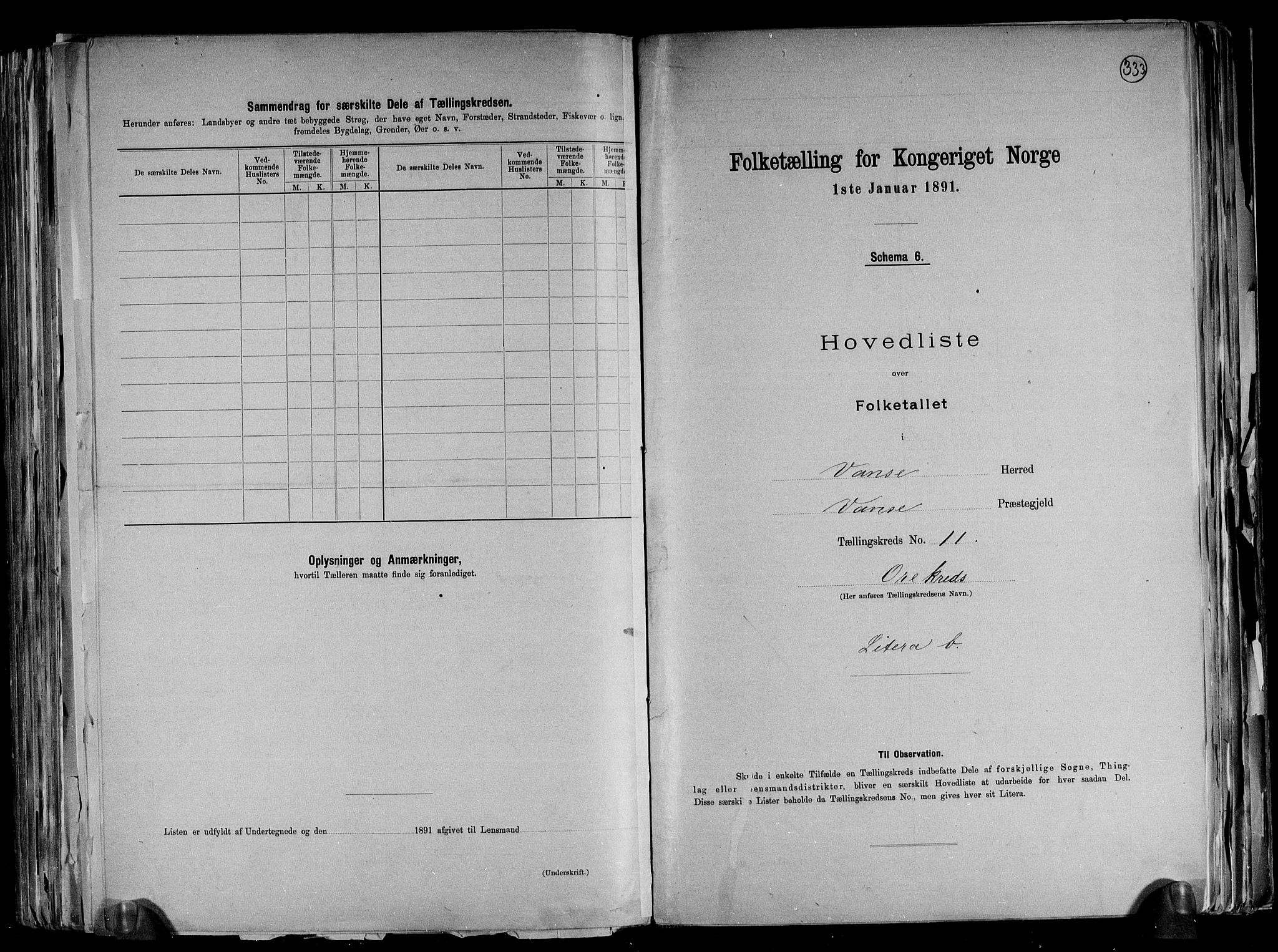 RA, 1891 census for 1041 Vanse, 1891, p. 40