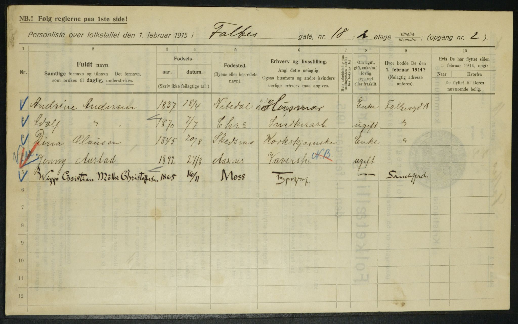 OBA, Municipal Census 1915 for Kristiania, 1915, p. 22815