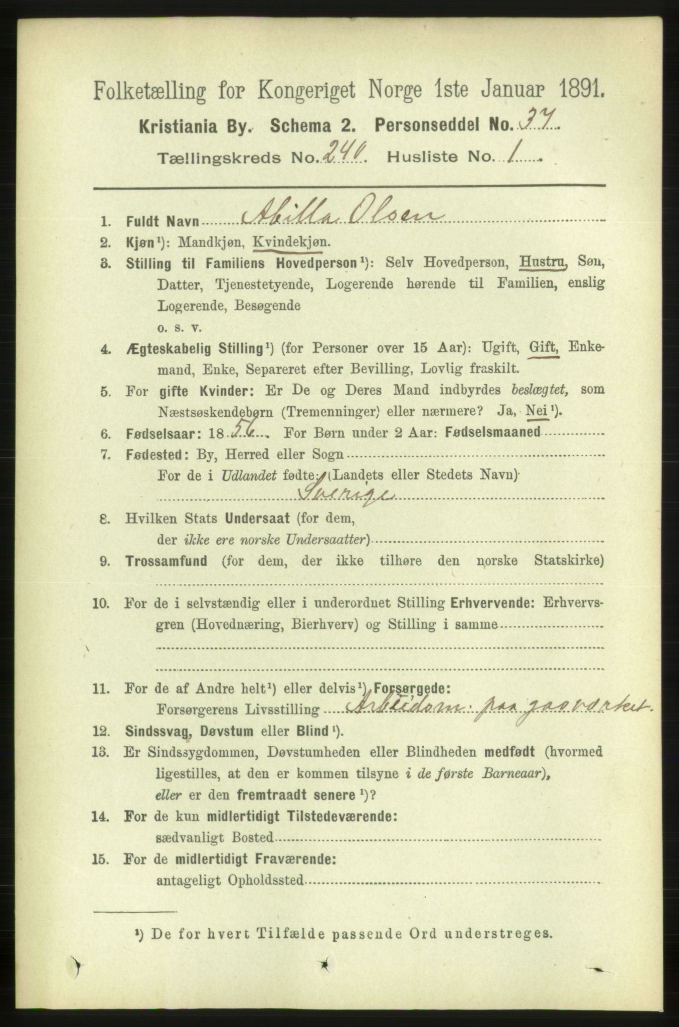 RA, 1891 census for 0301 Kristiania, 1891, p. 145914