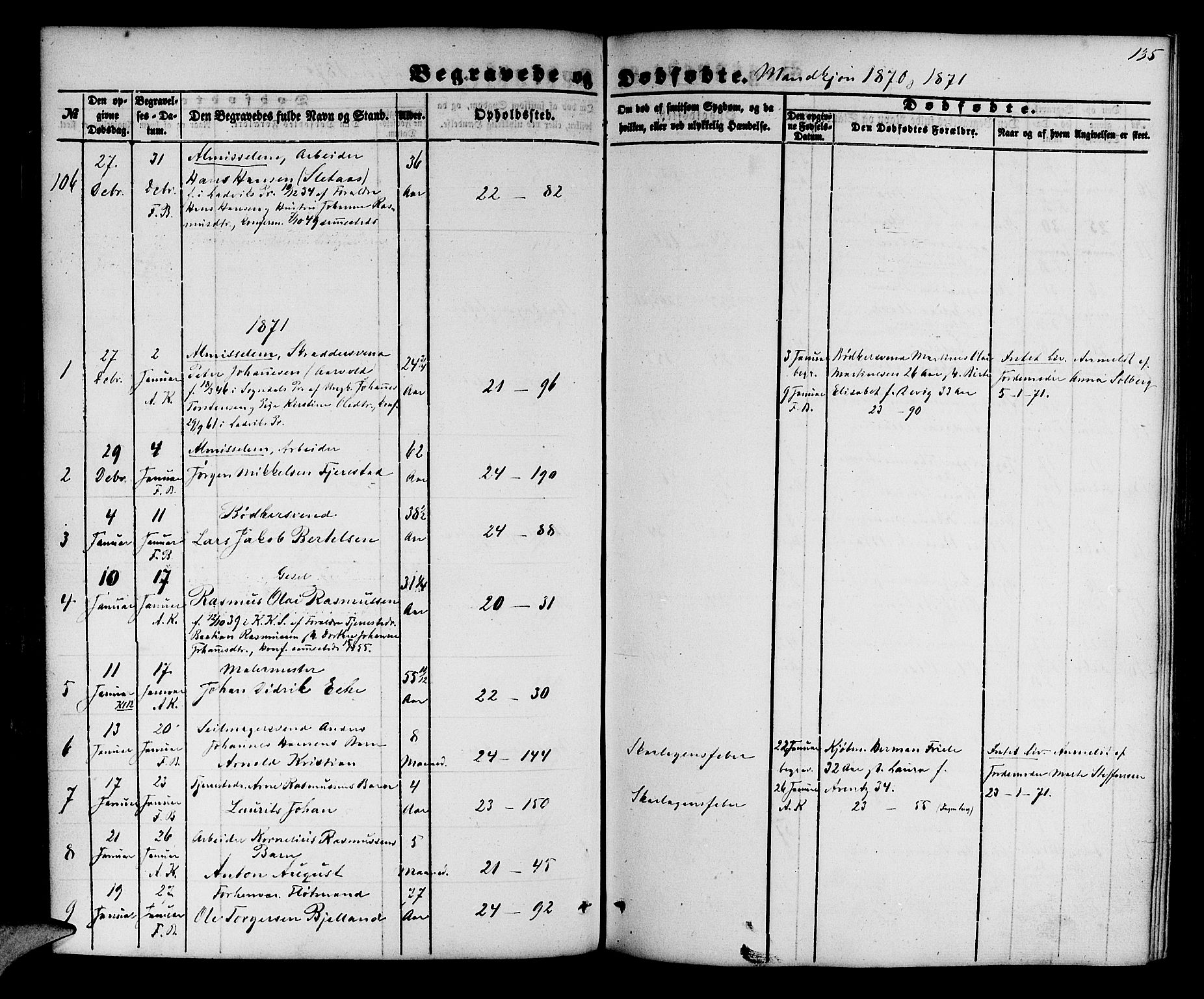 Korskirken sokneprestembete, SAB/A-76101/H/Hab: Parish register (copy) no. E 2, 1851-1871, p. 135
