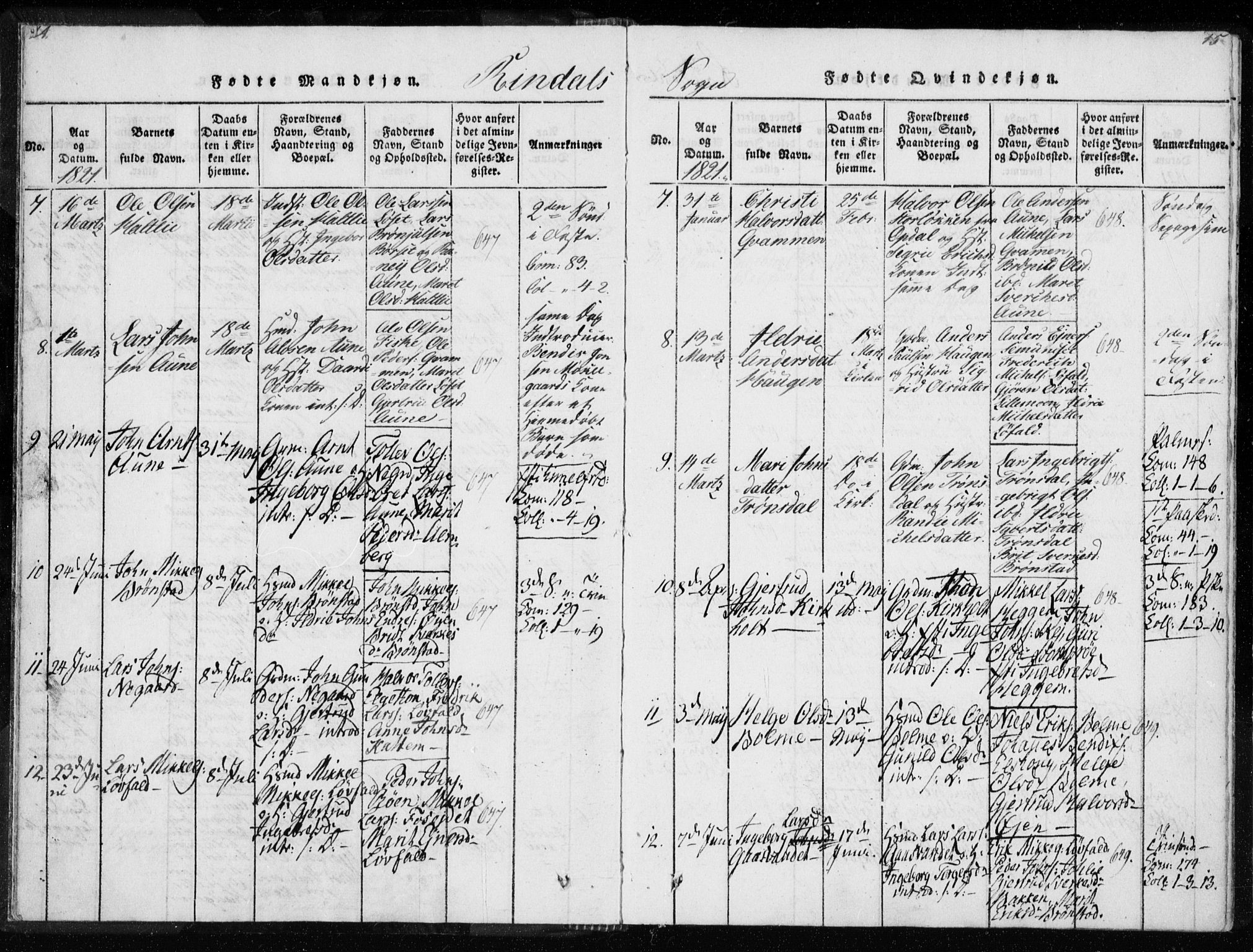 Ministerialprotokoller, klokkerbøker og fødselsregistre - Møre og Romsdal, AV/SAT-A-1454/595/L1041: Parish register (official) no. 595A03, 1819-1829, p. 14-15