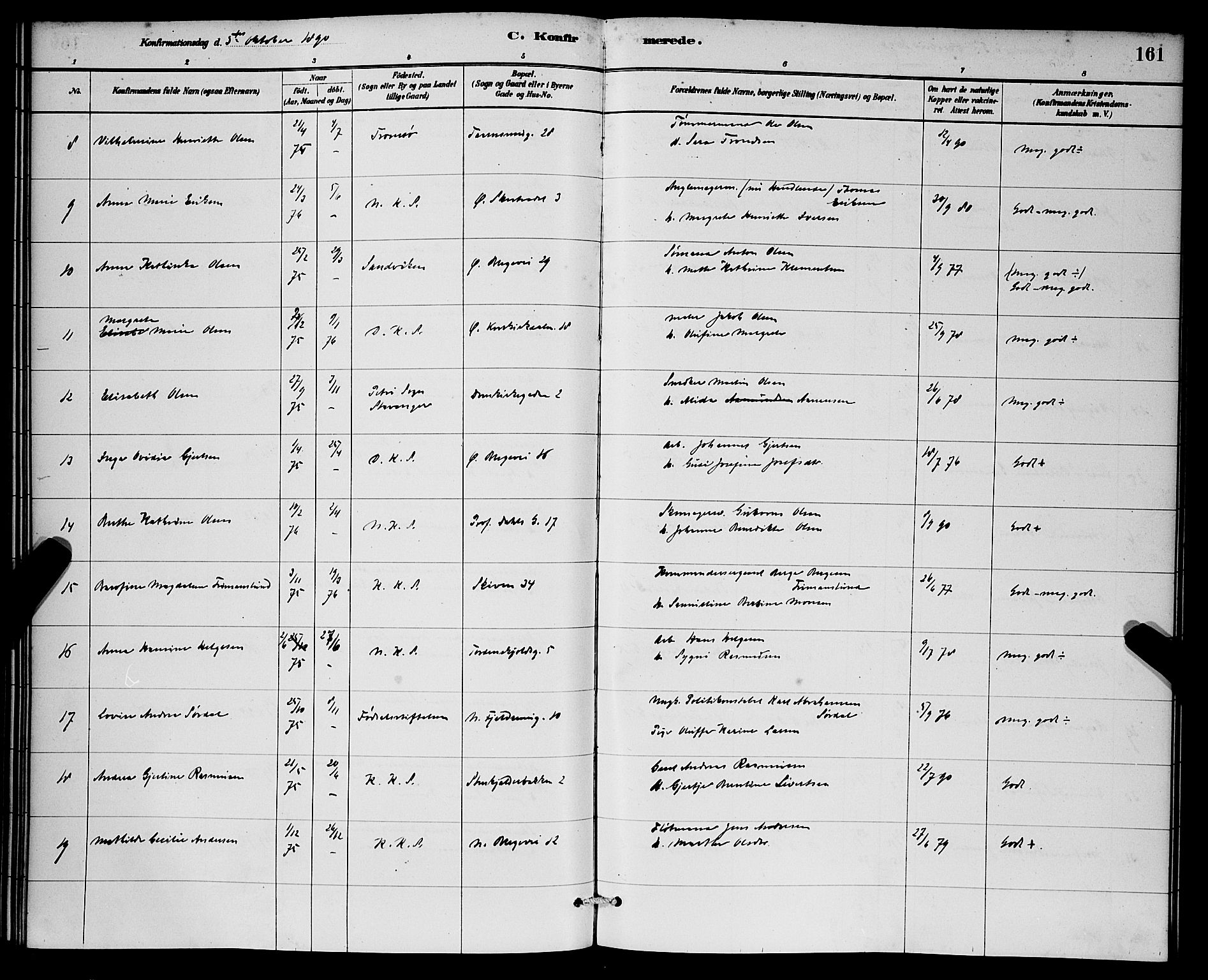 Korskirken sokneprestembete, AV/SAB-A-76101/H/Hab: Parish register (copy) no. C 3, 1880-1892, p. 161