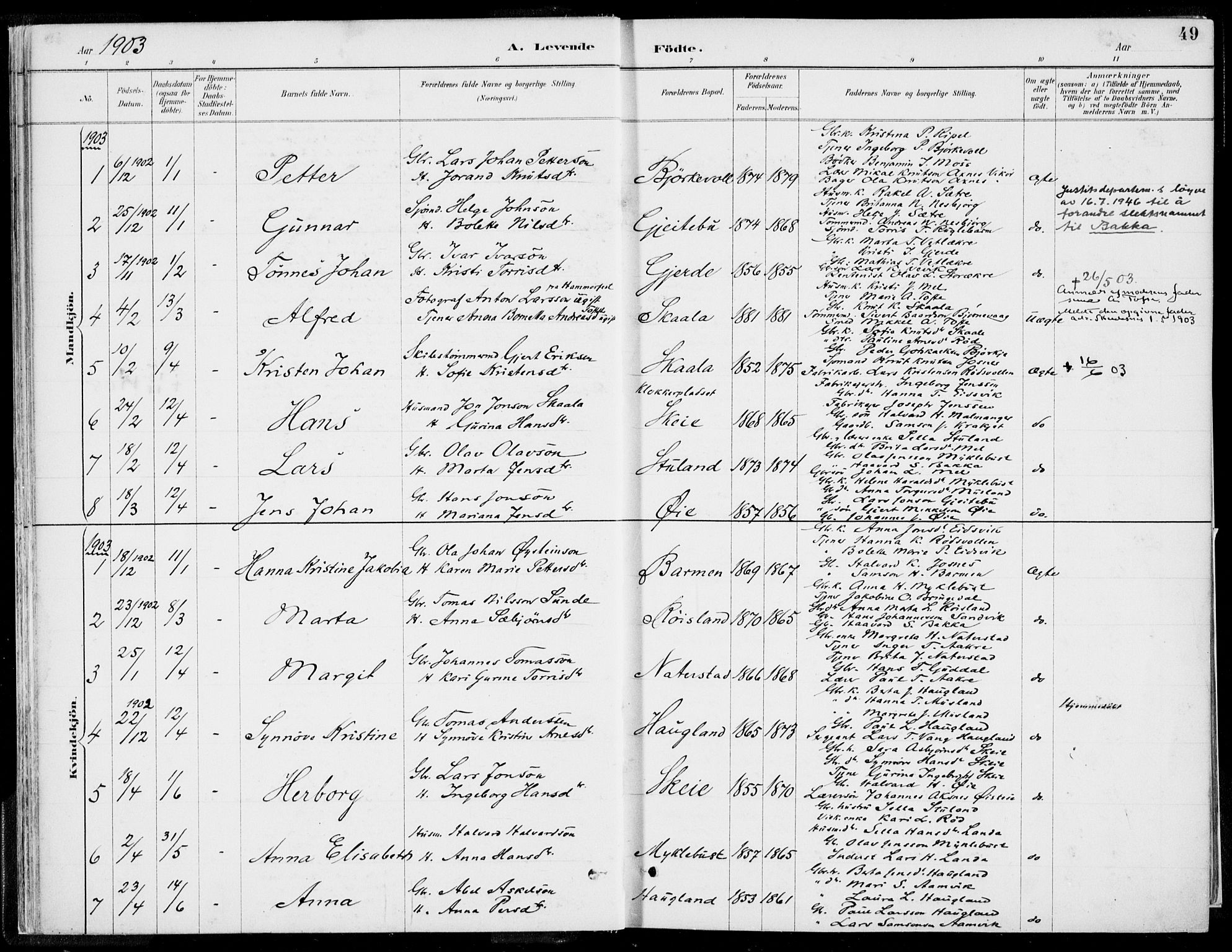 Kvinnherad sokneprestembete, SAB/A-76401/H/Haa: Parish register (official) no. B  1, 1887-1921, p. 49