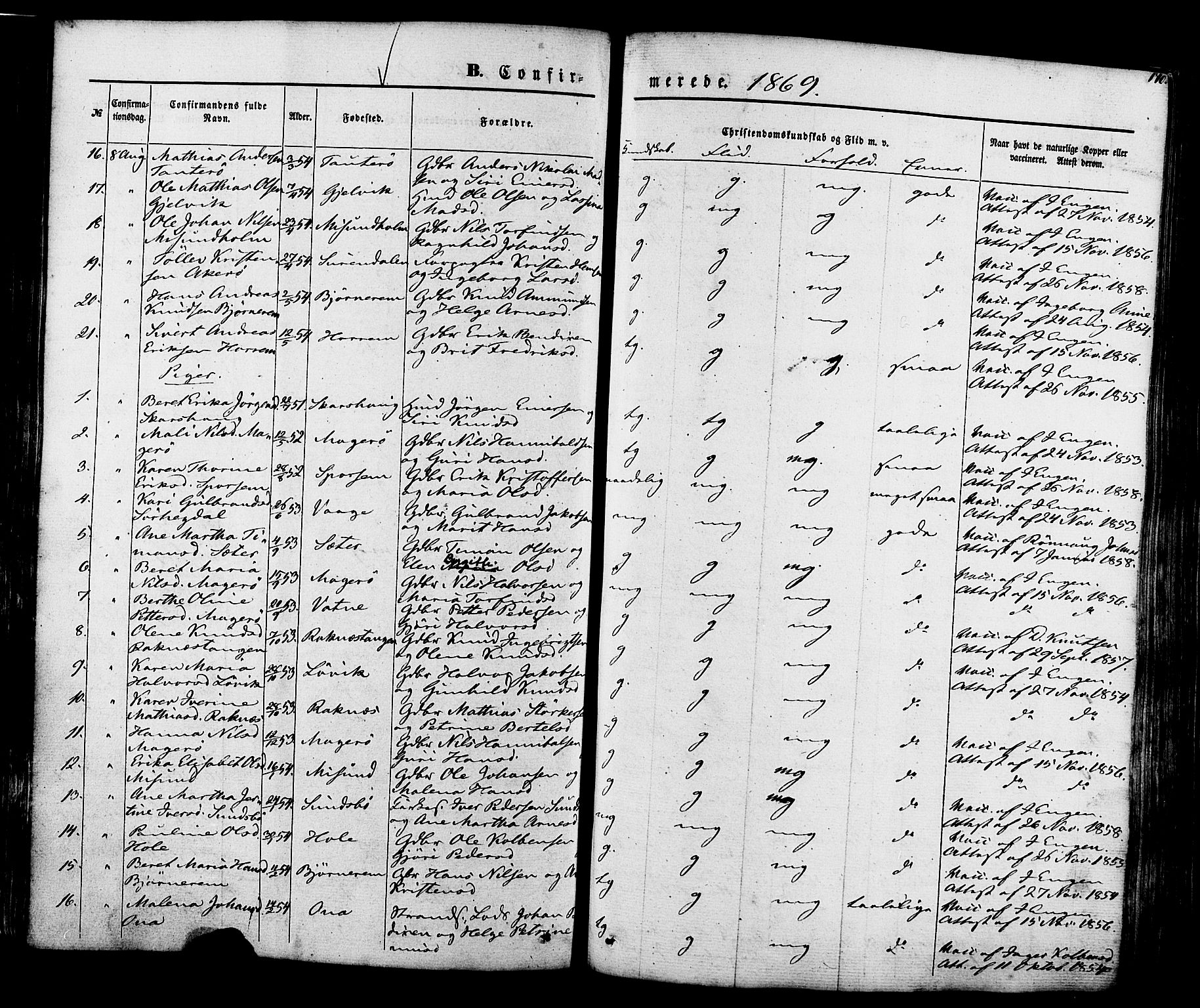 Ministerialprotokoller, klokkerbøker og fødselsregistre - Møre og Romsdal, SAT/A-1454/560/L0719: Parish register (official) no. 560A03, 1845-1872, p. 170