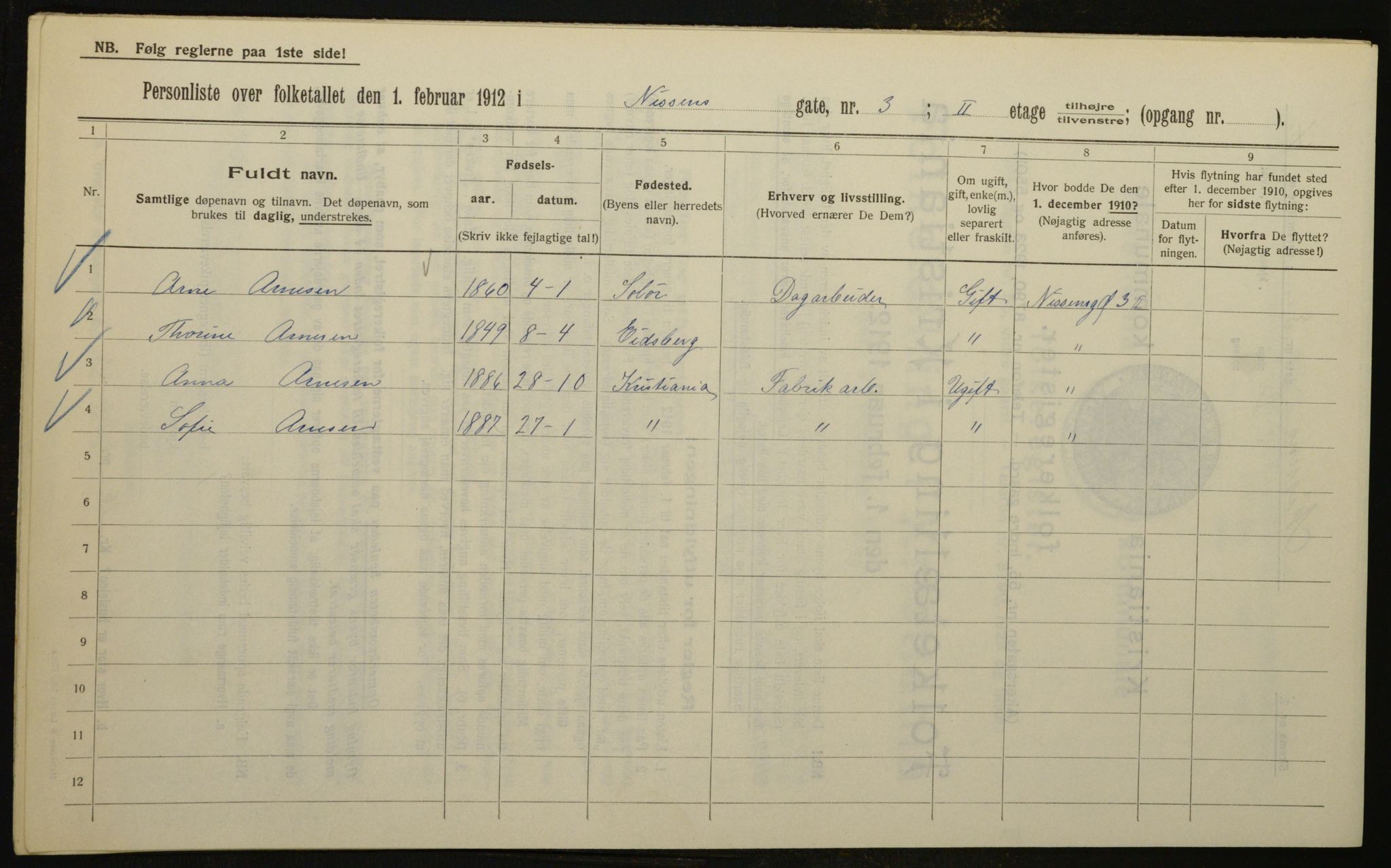 OBA, Municipal Census 1912 for Kristiania, 1912, p. 71742