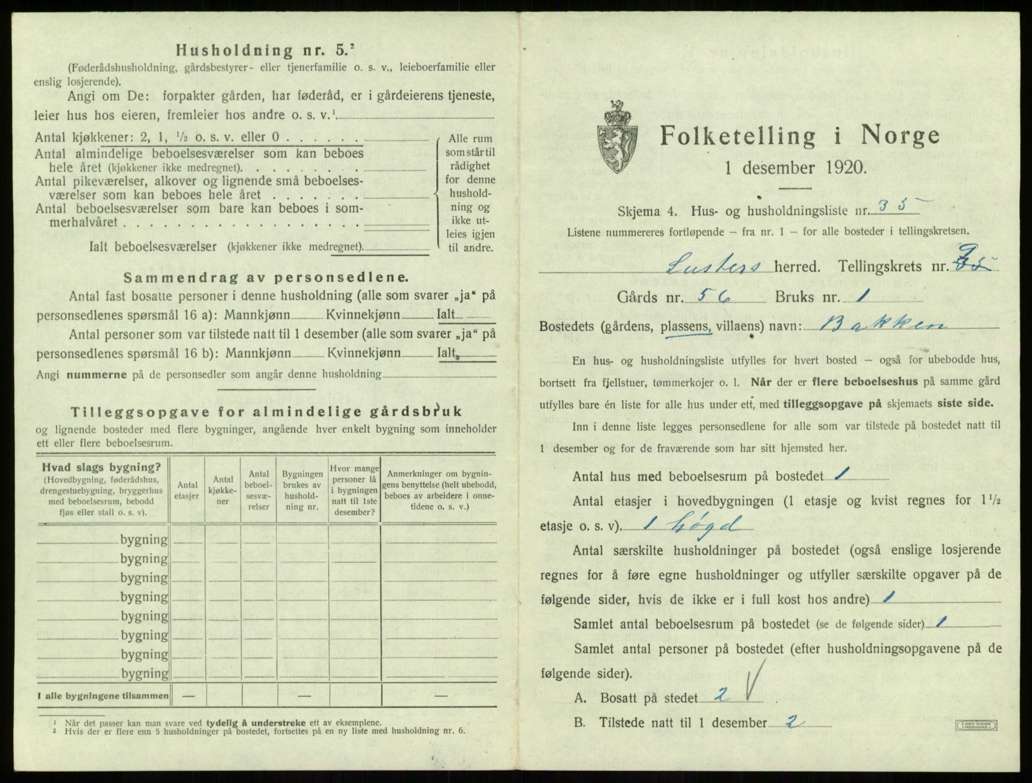 SAB, 1920 census for Luster, 1920, p. 886