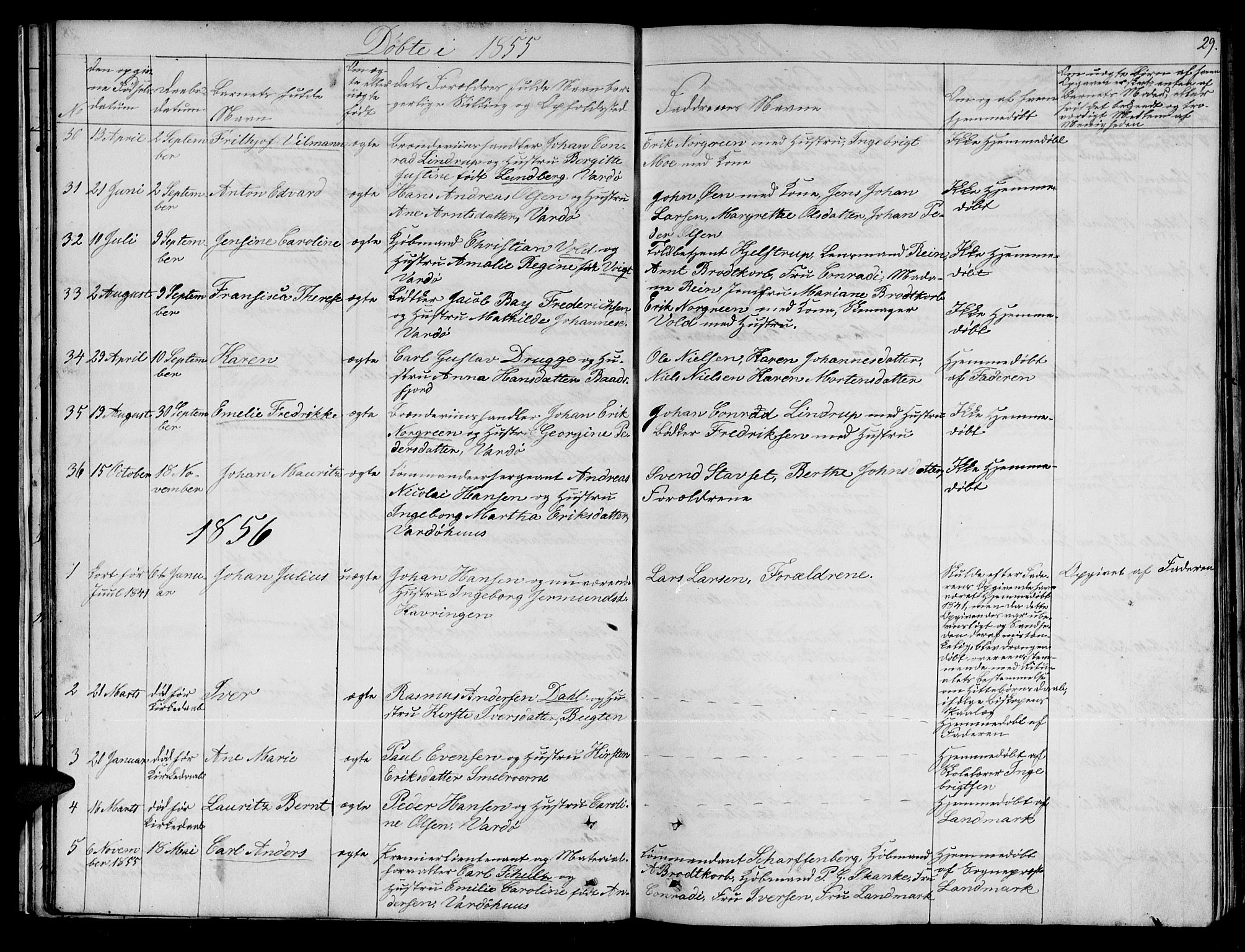 Vardø sokneprestkontor, SATØ/S-1332/H/Hb/L0001klokker: Parish register (copy) no. 1, 1844-1861, p. 29