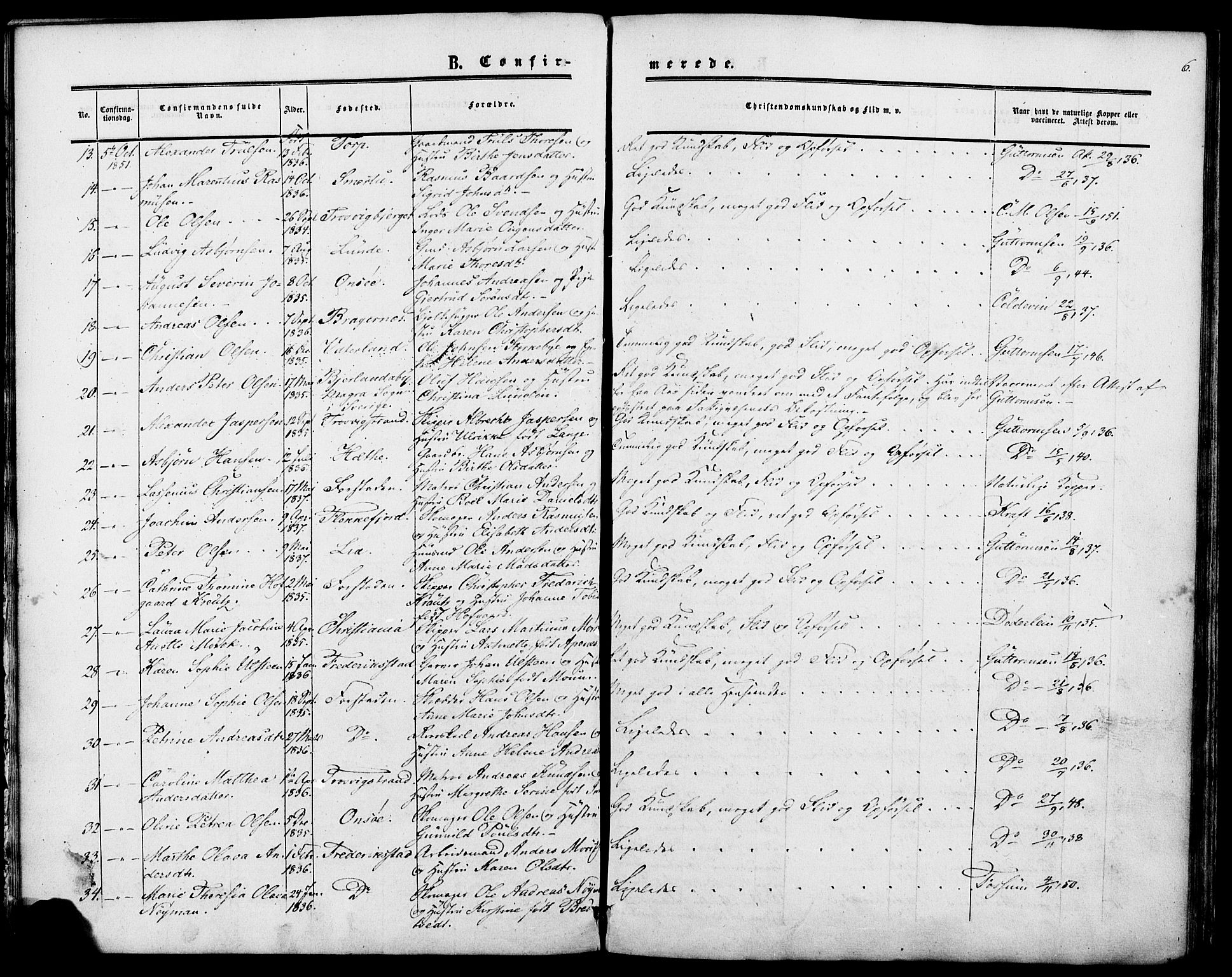 Glemmen prestekontor Kirkebøker, SAO/A-10908/F/Fa/L0006: Parish register (official) no. 6, 1849-1865, p. 6