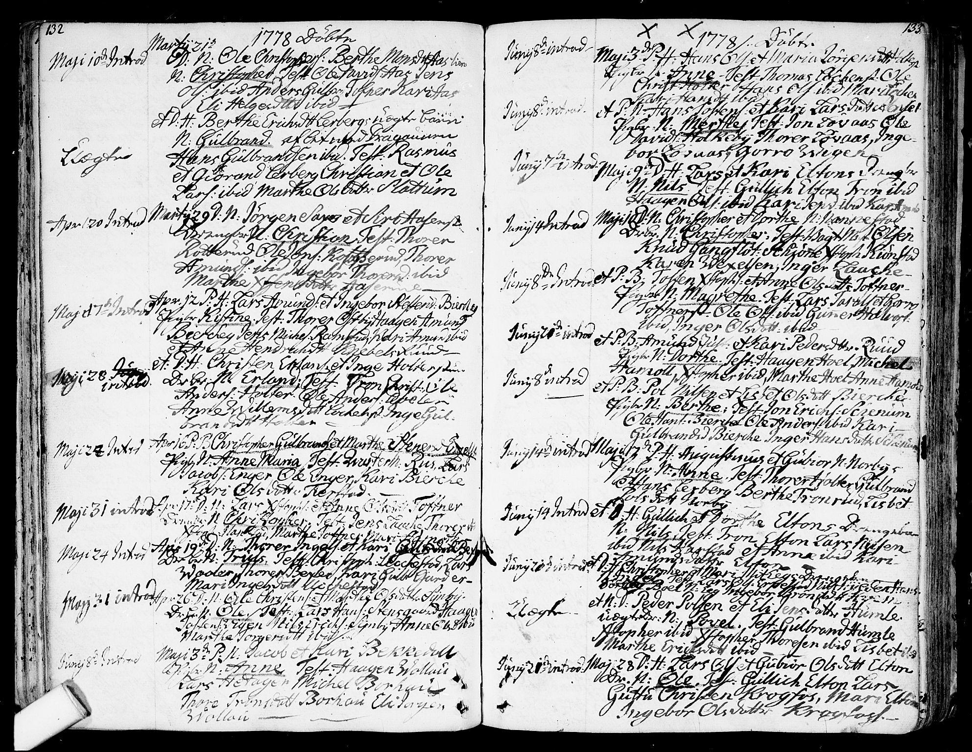 Nannestad prestekontor Kirkebøker, AV/SAO-A-10414a/F/Fa/L0007: Parish register (official) no. I 7, 1754-1791, p. 132-133