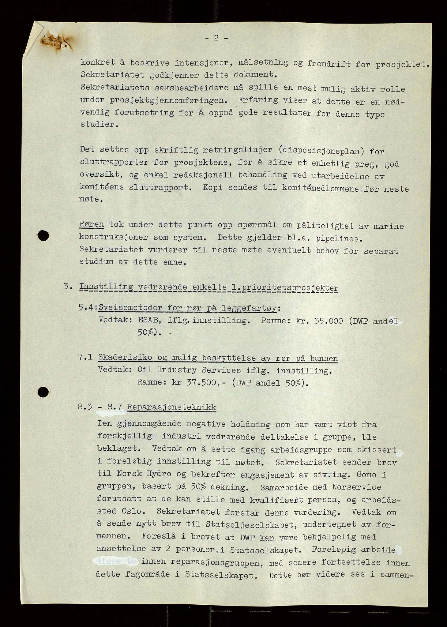 Industridepartementet, Oljekontoret, AV/SAST-A-101348/Di/L0004: DWP, møter, komite`møter, 761 forskning/teknologi, 1972-1975, p. 113