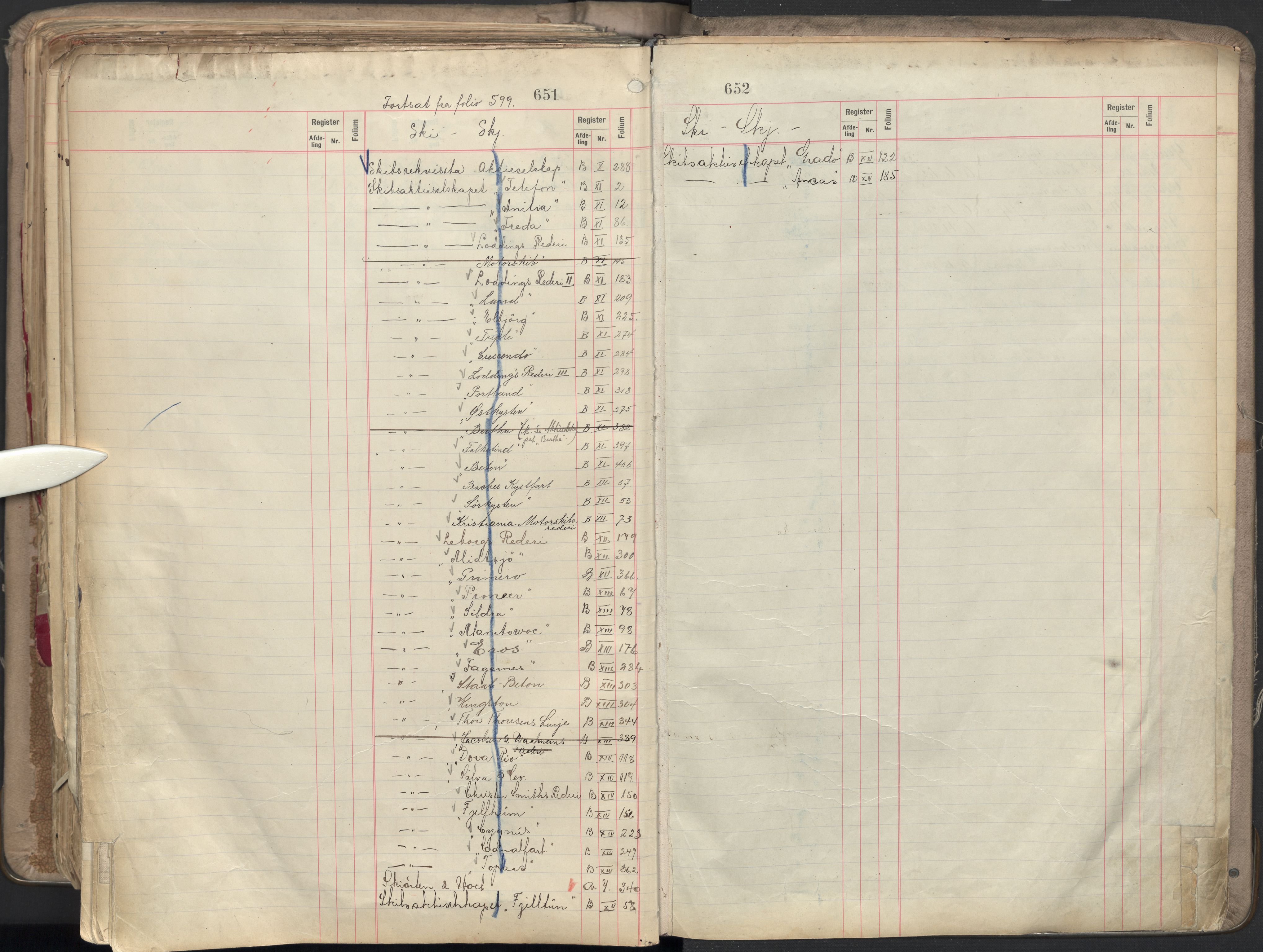 Oslo byfogd avd. II, AV/SAO-A-10942/G/Ga/Gaa/L0003: Firmaregister: A 1-17, B 1-15, C 1, 1907, p. 651-652