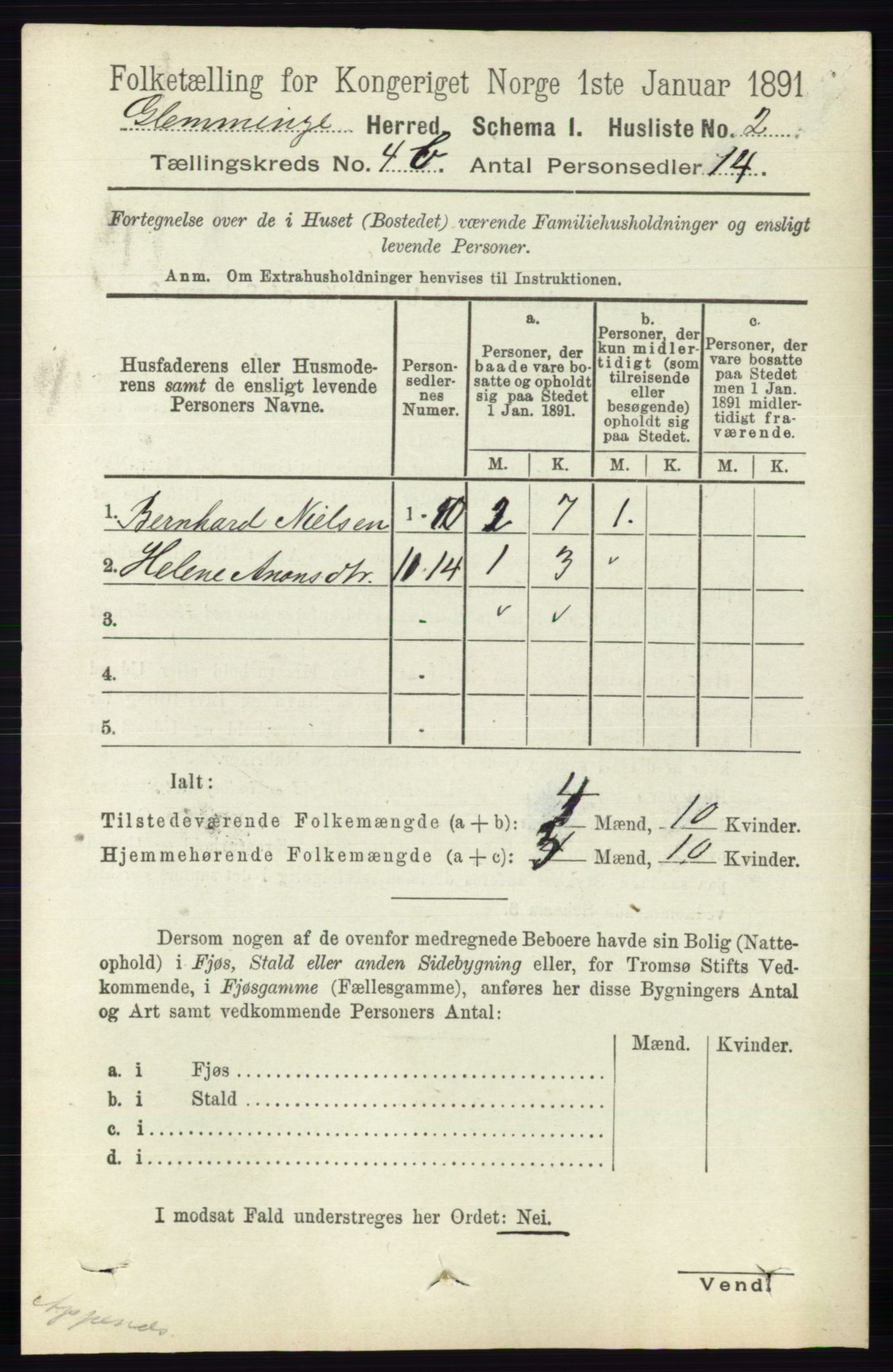 RA, 1891 census for 0132 Glemmen, 1891, p. 4736