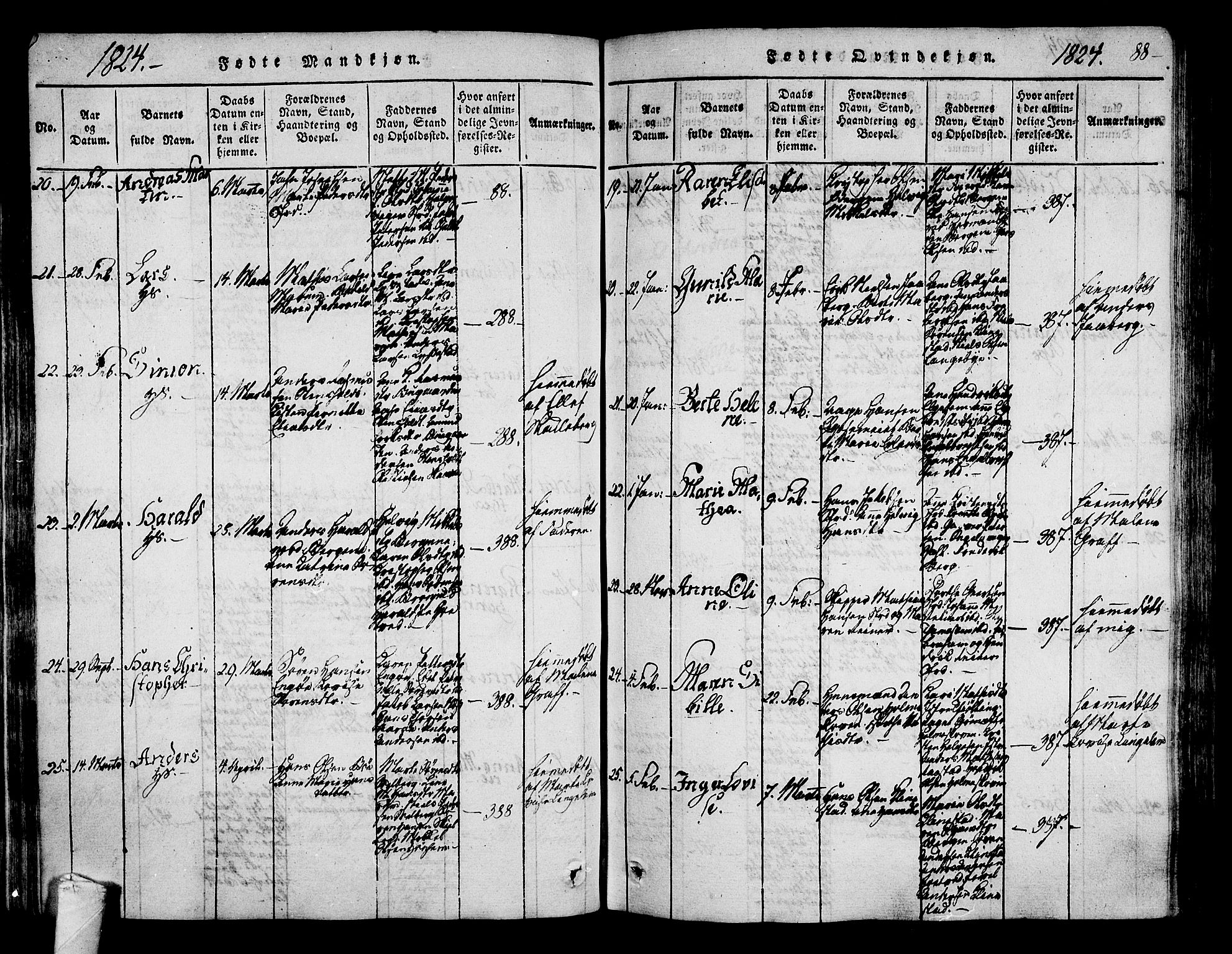 Sandar kirkebøker, SAKO/A-243/F/Fa/L0004: Parish register (official) no. 4, 1814-1832, p. 88