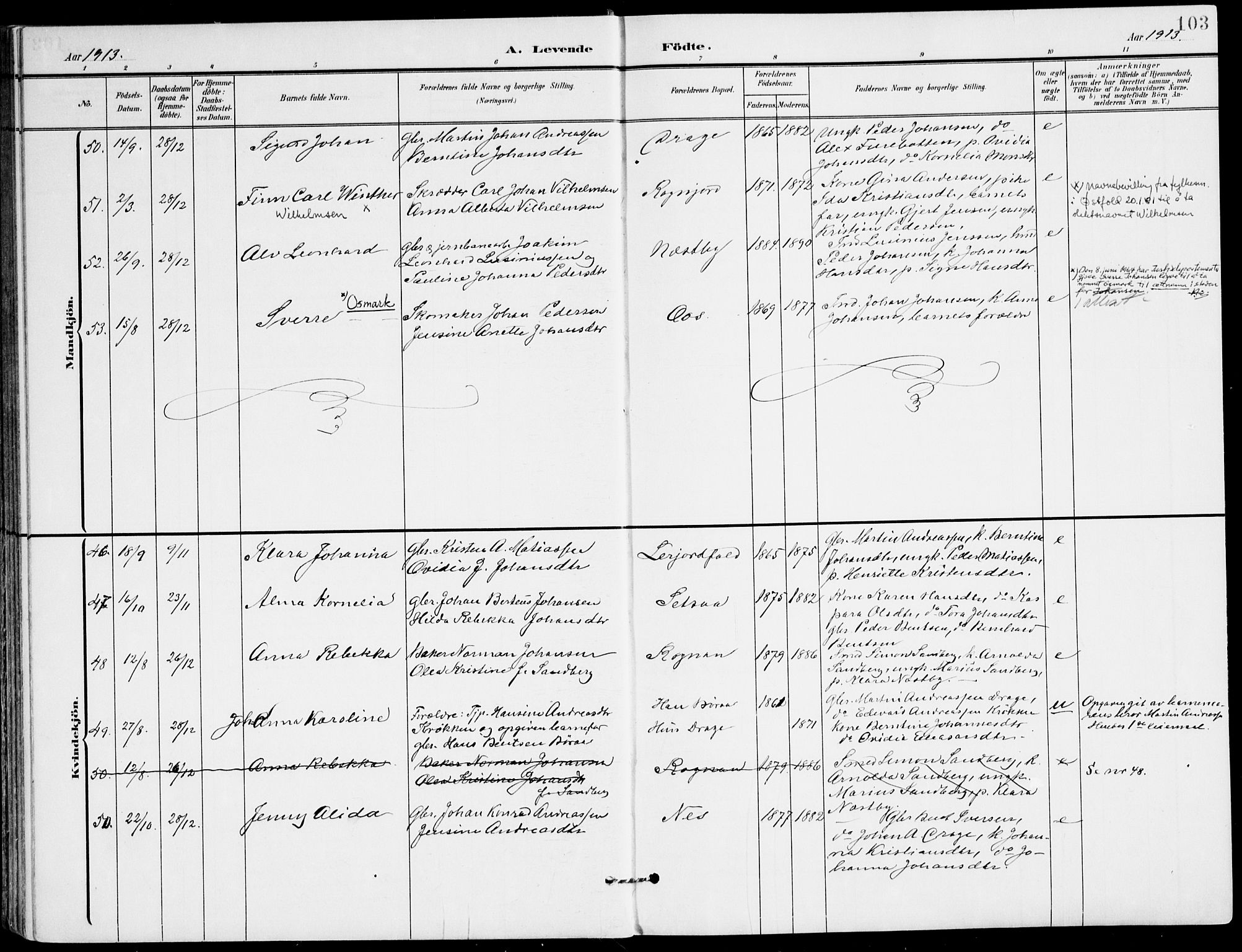 Ministerialprotokoller, klokkerbøker og fødselsregistre - Nordland, AV/SAT-A-1459/847/L0672: Parish register (official) no. 847A12, 1902-1919, p. 103