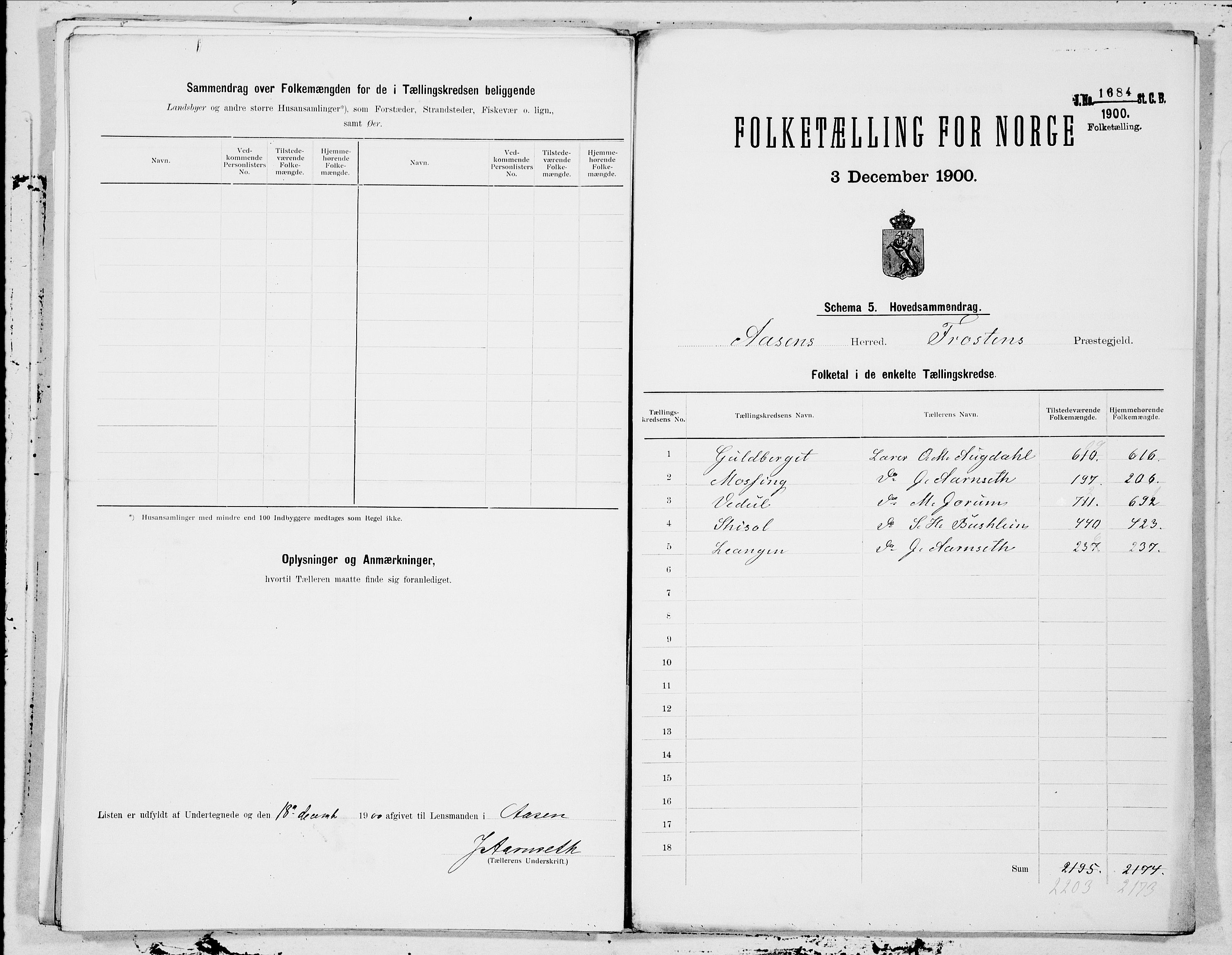 SAT, 1900 census for Åsen, 1900, p. 12