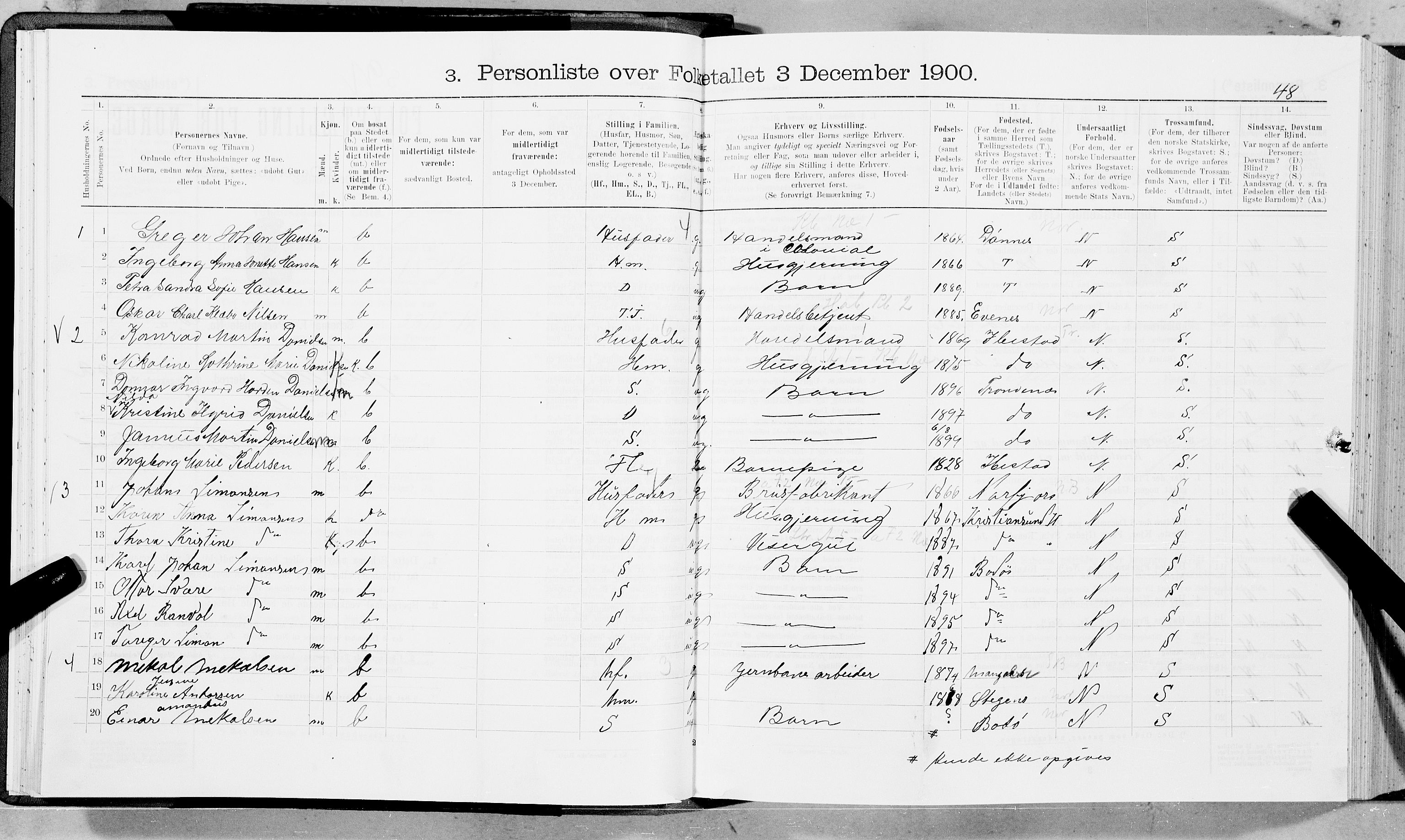 SAT, 1900 census for Ankenes, 1900, p. 696