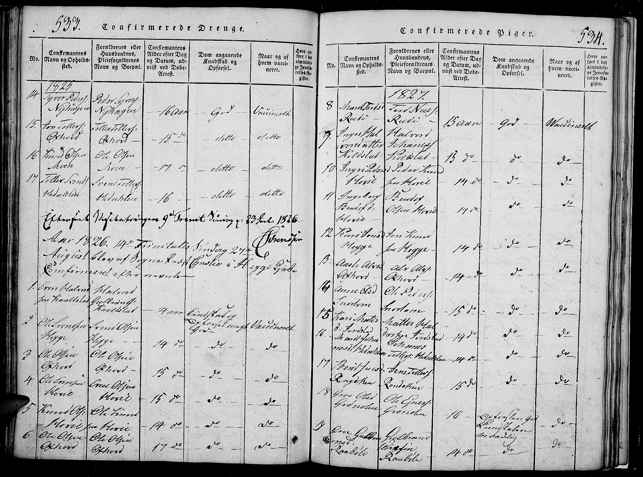 Slidre prestekontor, SAH/PREST-134/H/Ha/Hab/L0002: Parish register (copy) no. 2, 1814-1839, p. 533-534