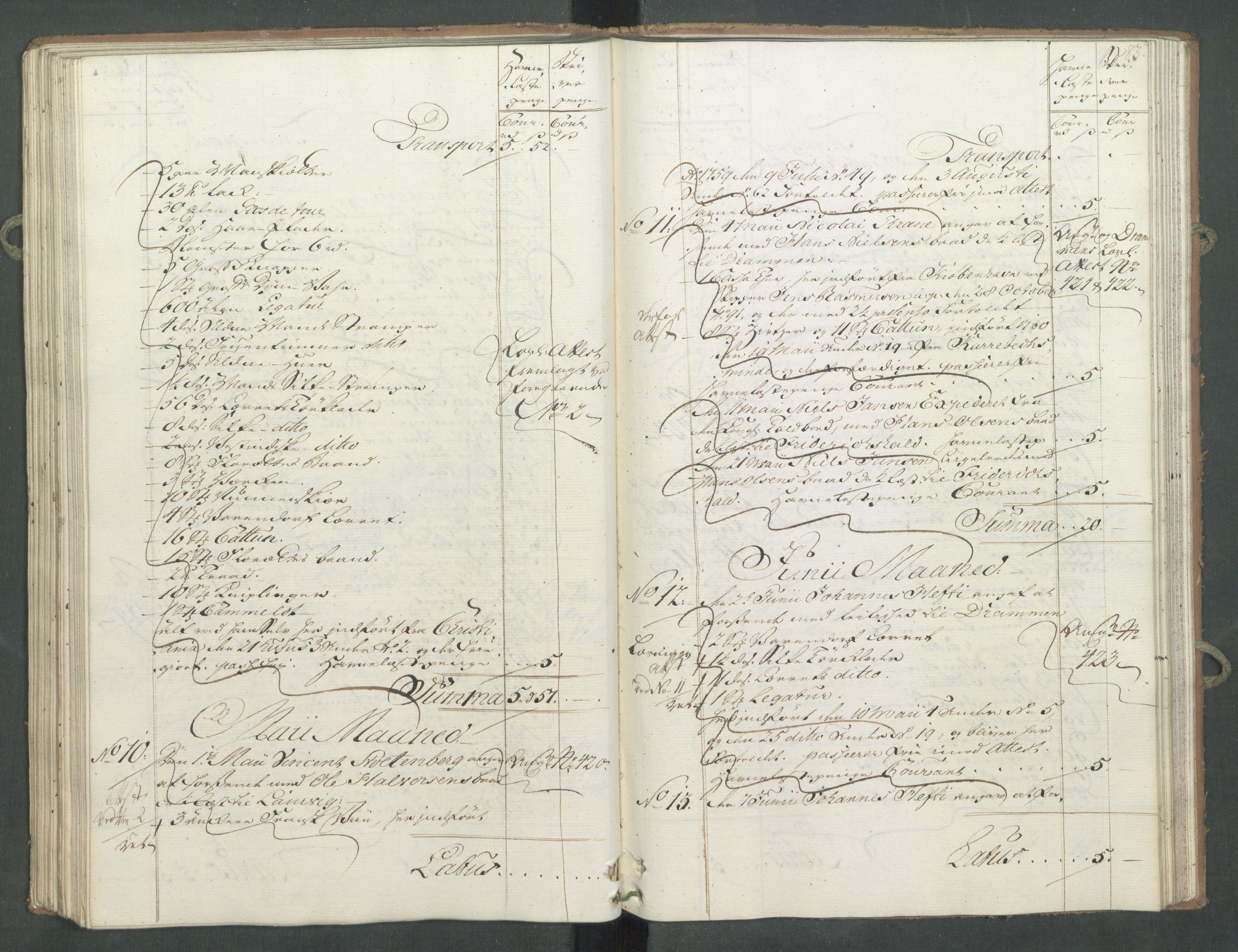 Generaltollkammeret, tollregnskaper, AV/RA-EA-5490/R10/L0024/0001: Tollregnskaper Tønsberg / Inngående hovedtollbok, 1762, p. 82b-83a