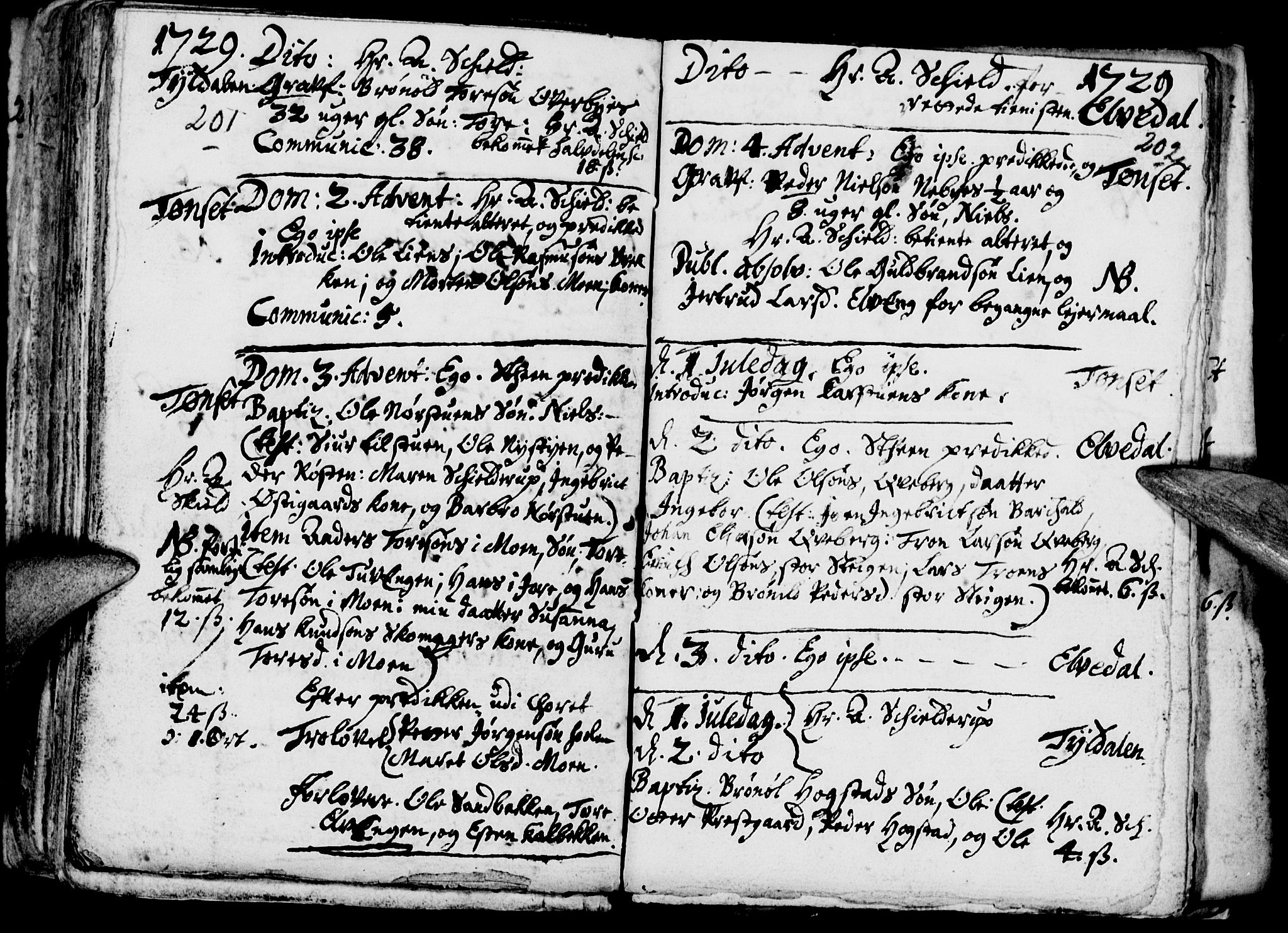 Tynset prestekontor, SAH/PREST-058/H/Ha/Haa/L0001: Parish register (official) no. 1, 1722-1732, p. 201-202