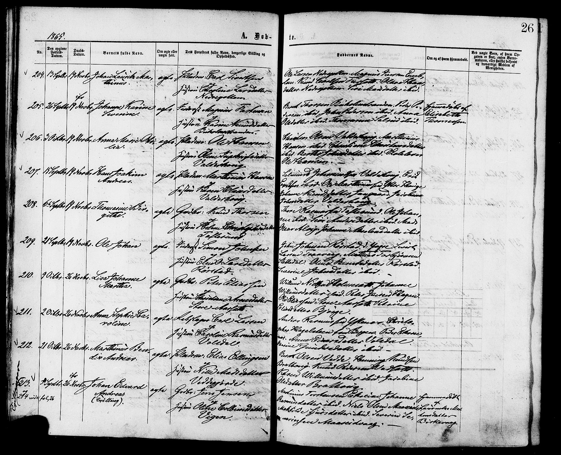 Ministerialprotokoller, klokkerbøker og fødselsregistre - Møre og Romsdal, AV/SAT-A-1454/528/L0399: Parish register (official) no. 528A10, 1864-1879, p. 26