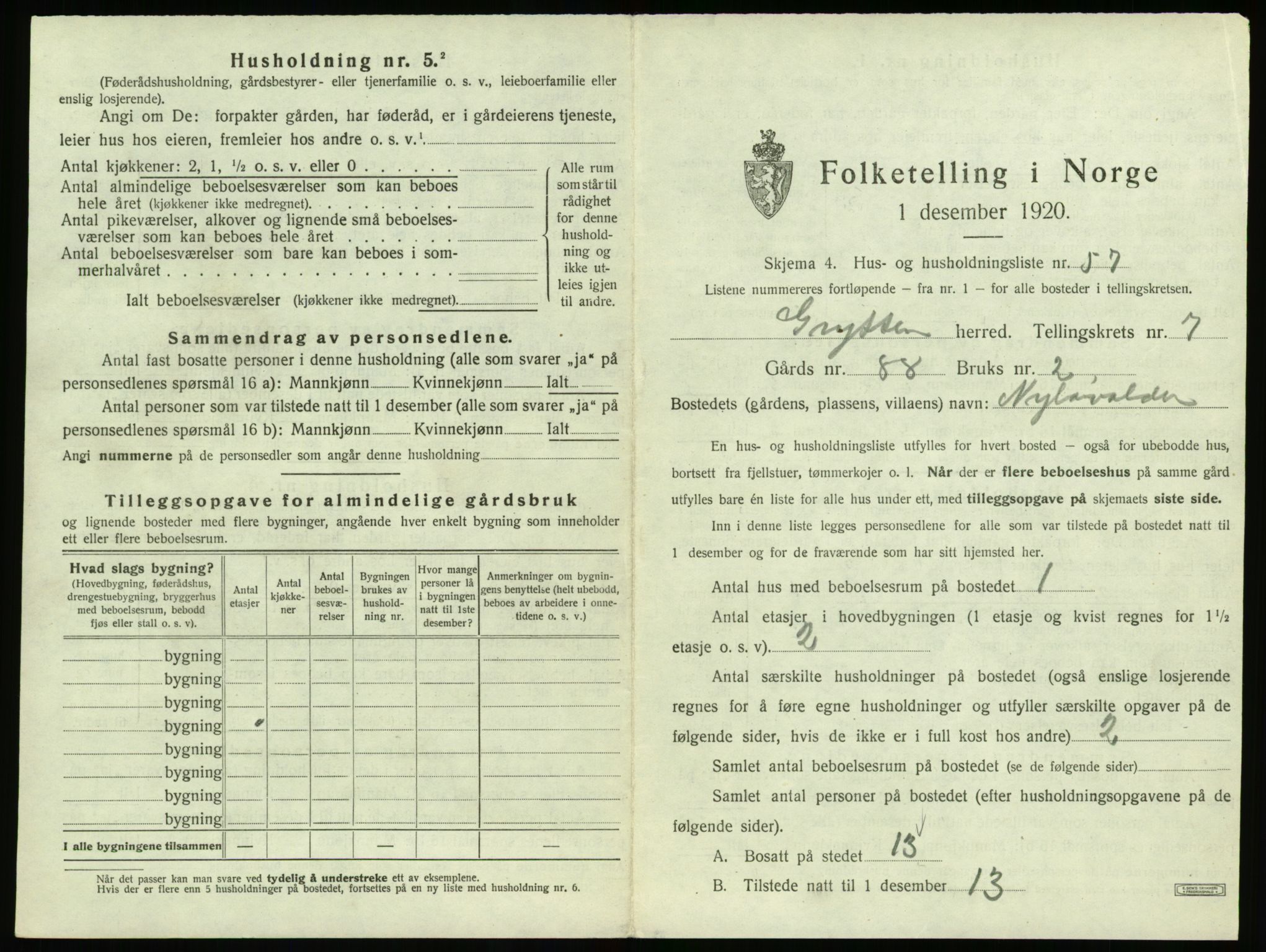 SAT, 1920 census for Grytten, 1920, p. 776