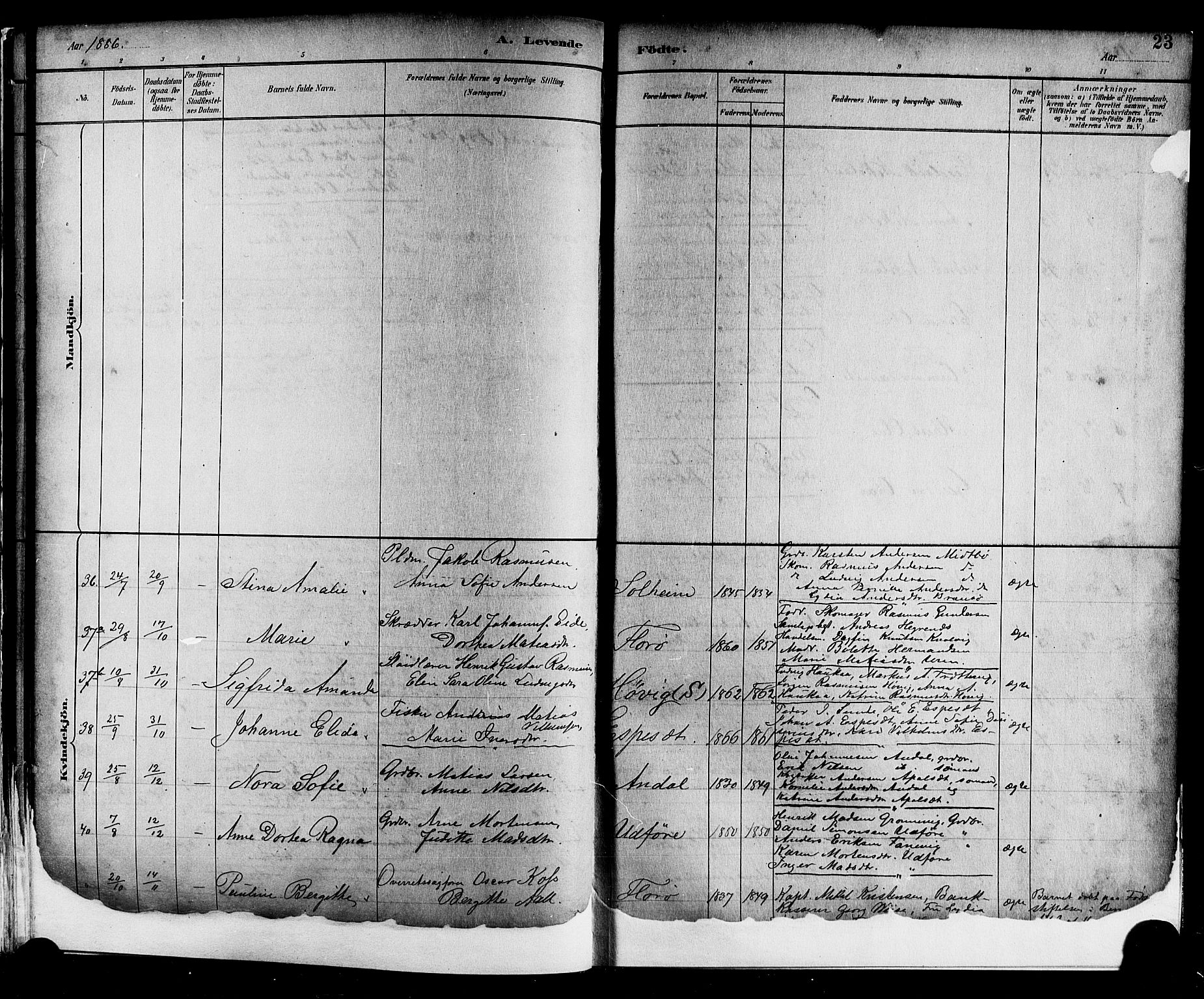 Kinn sokneprestembete, AV/SAB-A-80801/H/Hab/Haba/L0002: Parish register (copy) no. A 2, 1882-1906, p. 23