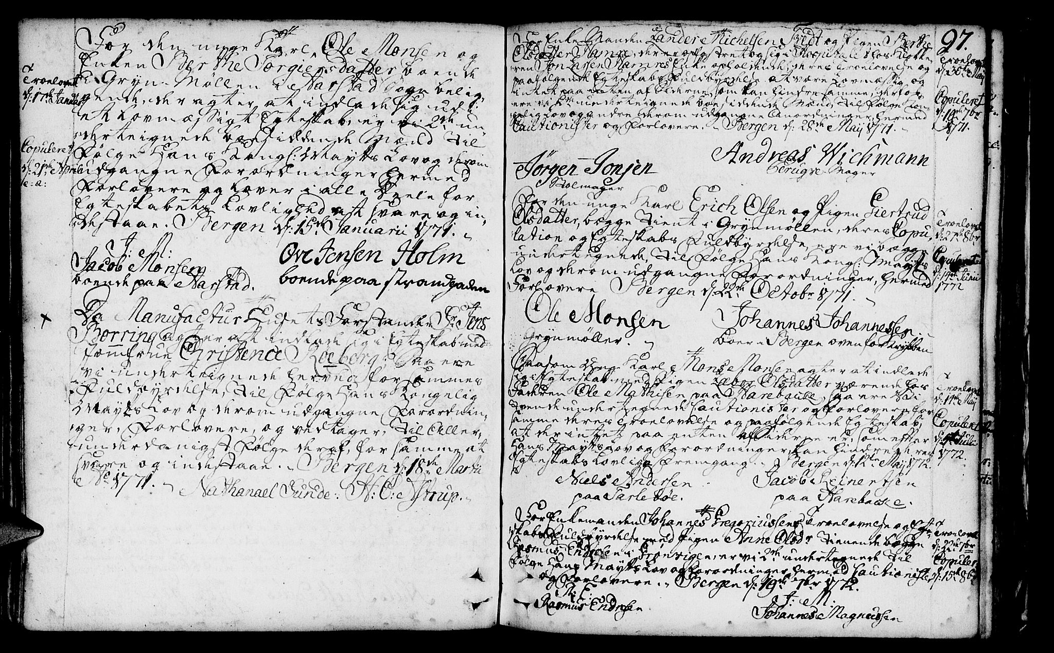 St. Jørgens hospital og Årstad sokneprestembete, AV/SAB-A-99934: Parish register (official) no. A 1, 1743-1823, p. 97