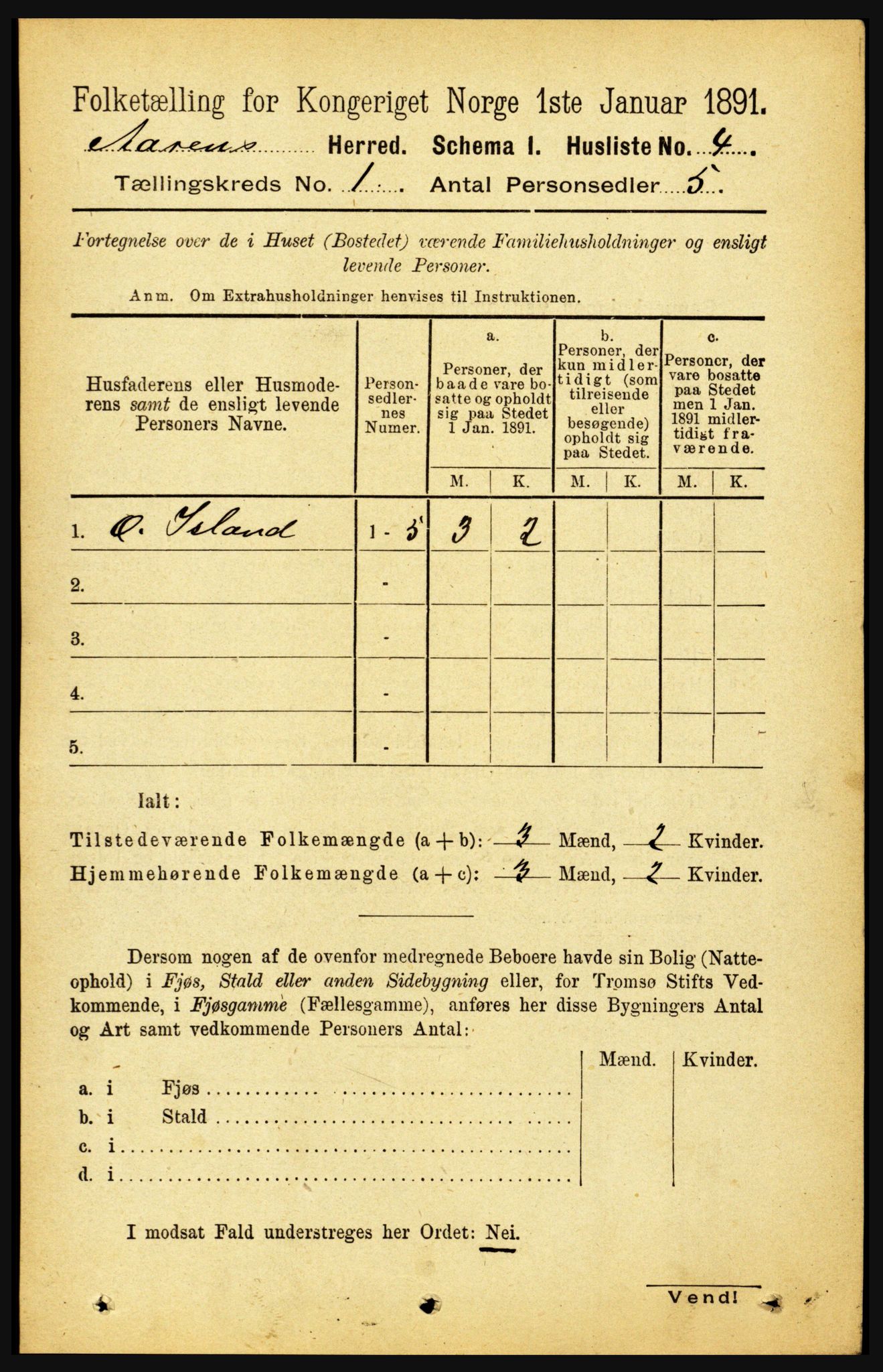 RA, 1891 census for 1716 Åsen, 1891, p. 20