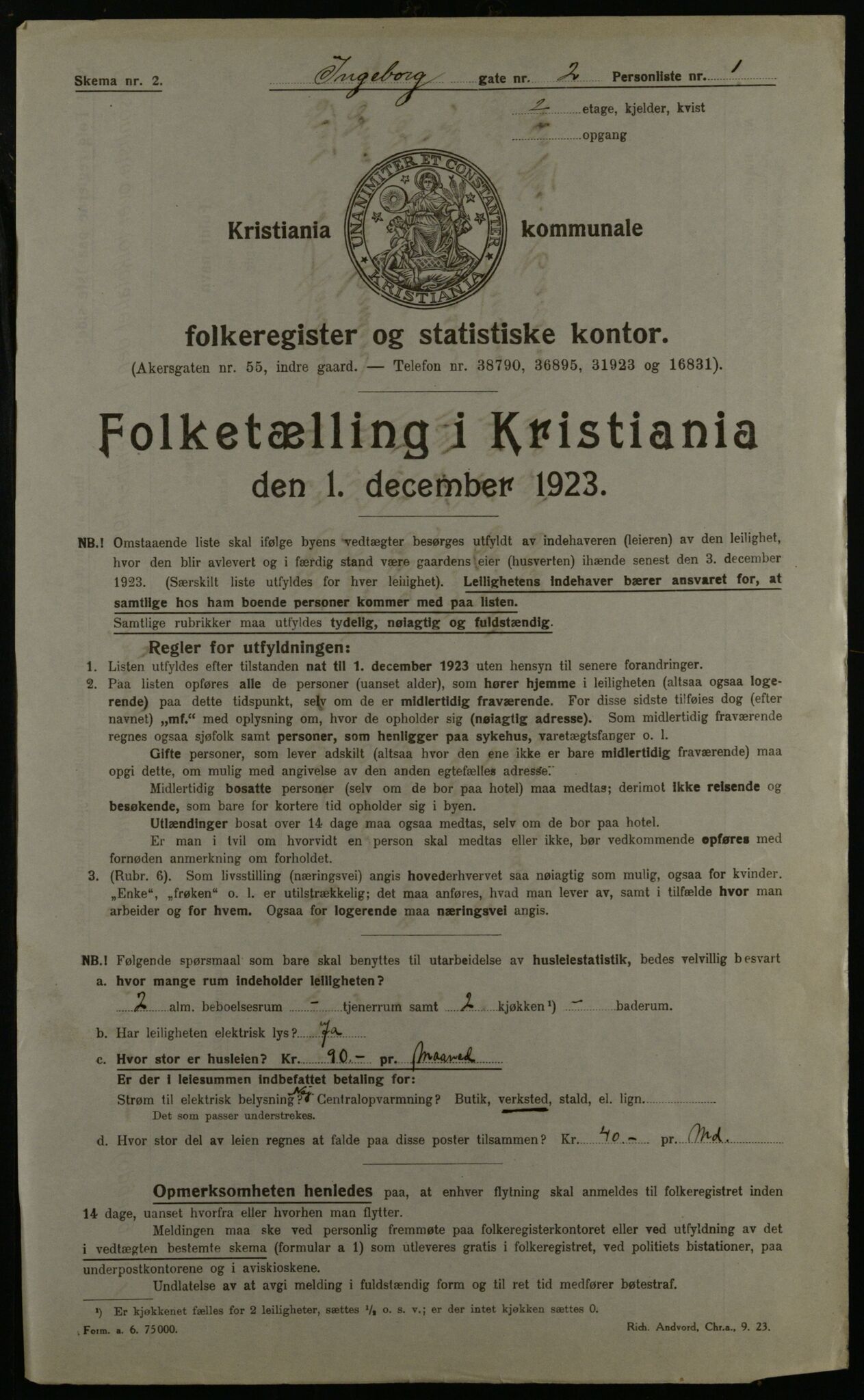 OBA, Municipal Census 1923 for Kristiania, 1923, p. 48892